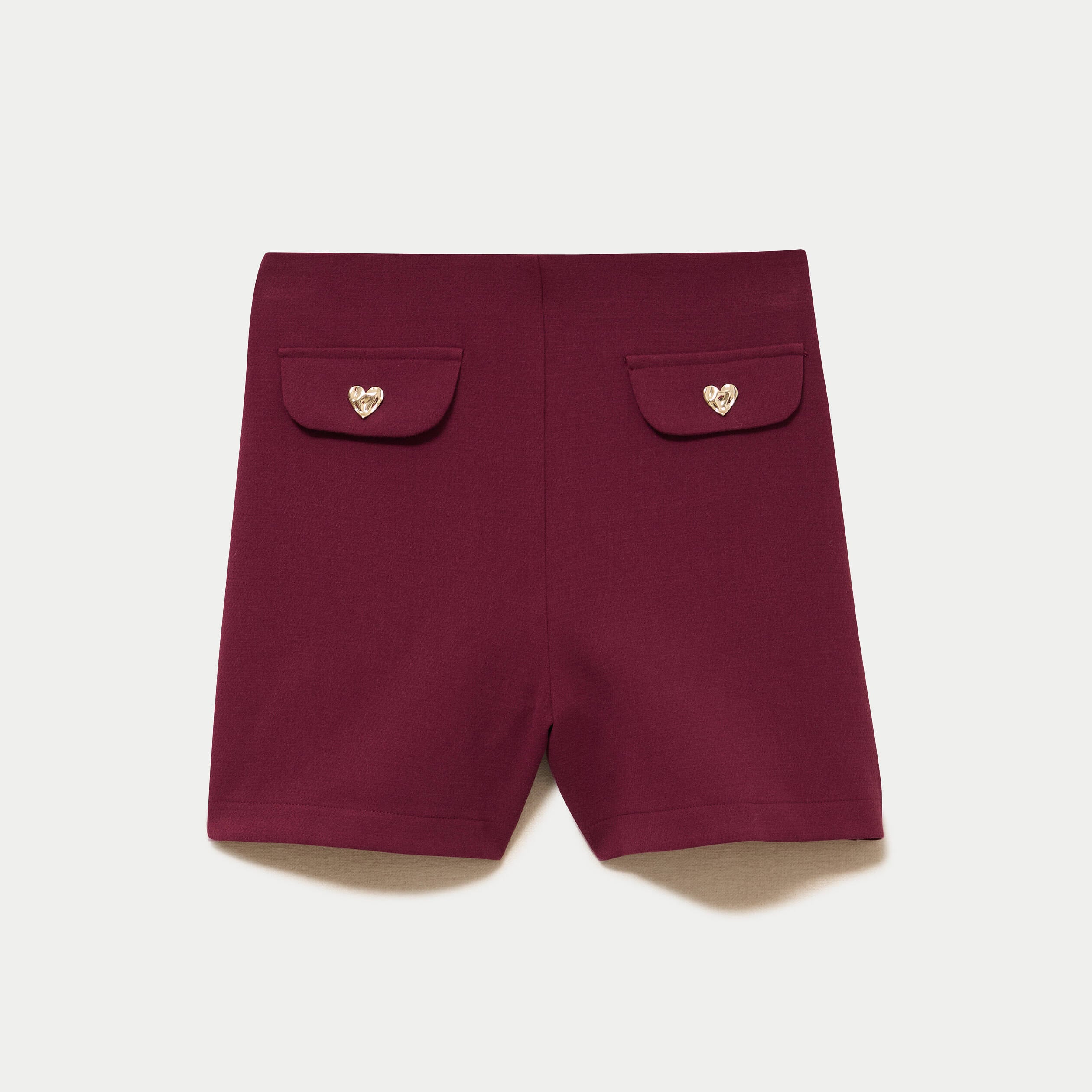 Short stretch d&eacute;tails coeur bordeaux femme