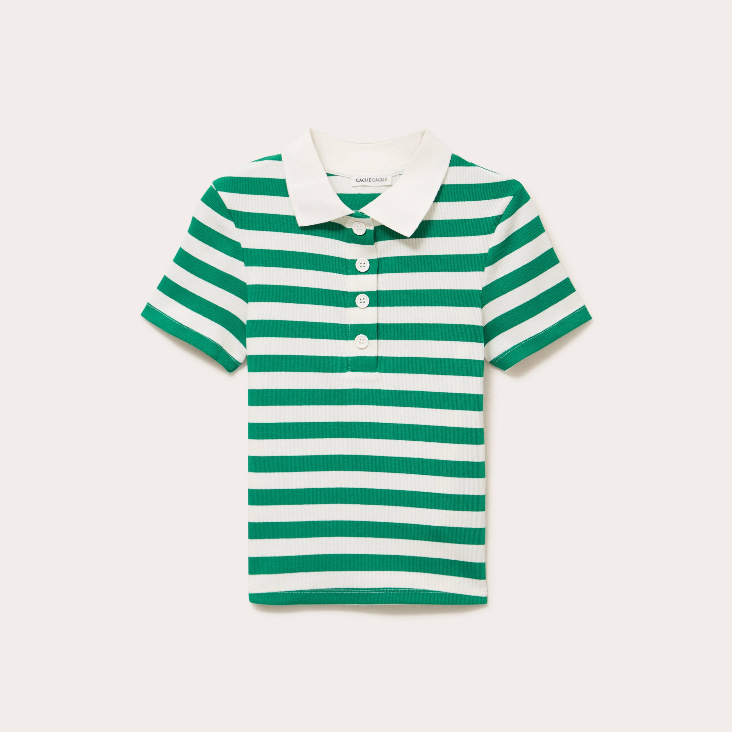 T-shirt c&ocirc;tel&eacute; col polo vert femme