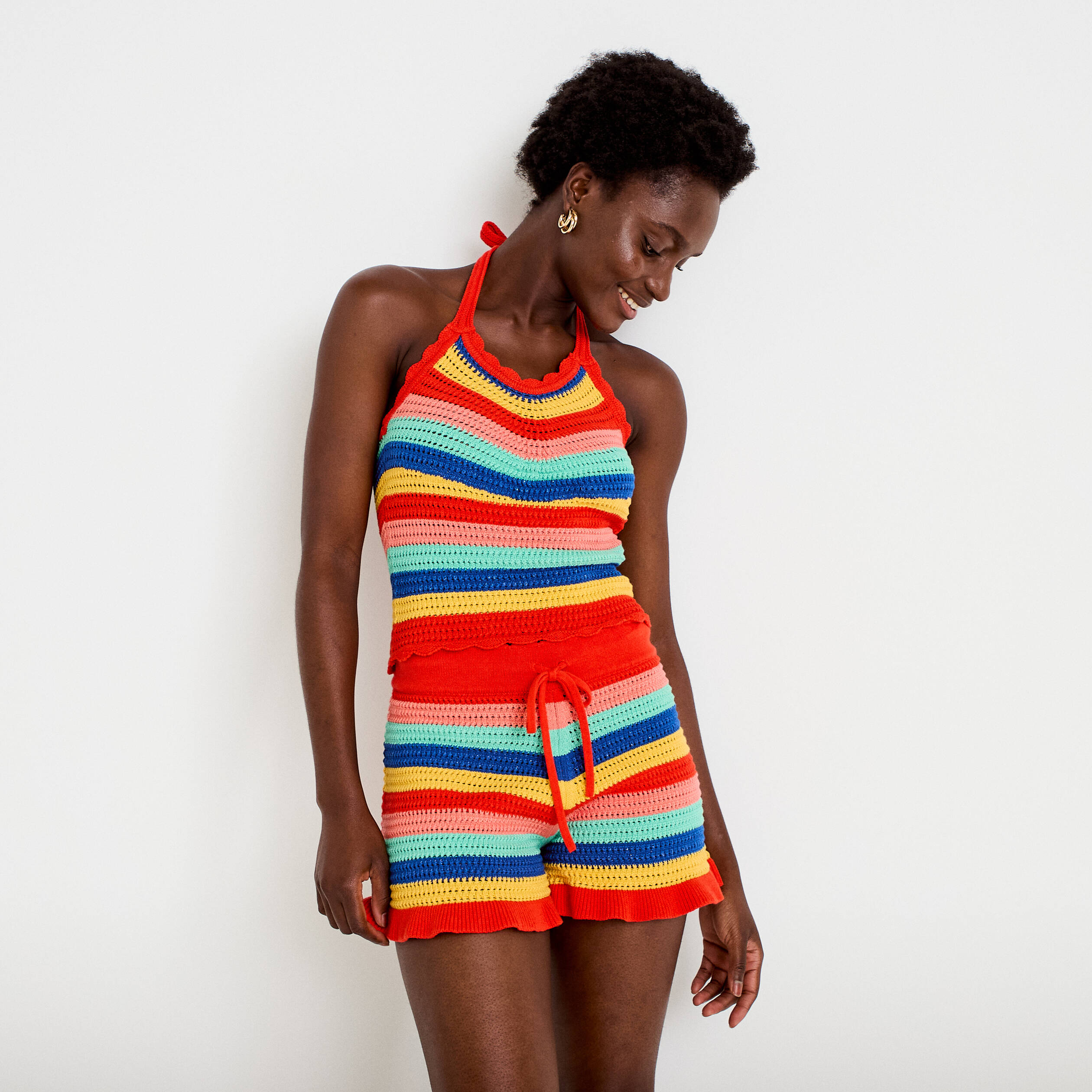 Short crochet rouge femme