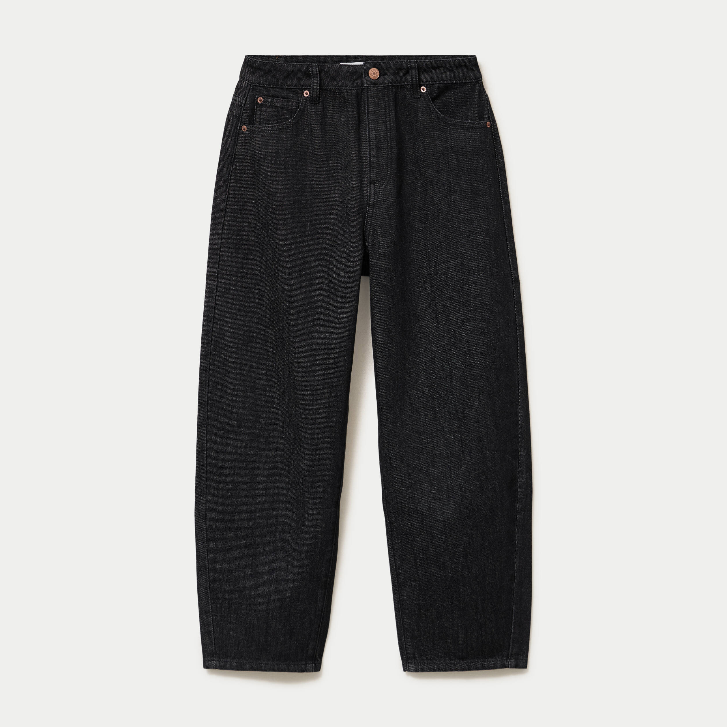 Jean barrel cropped taille standard denim noir femme