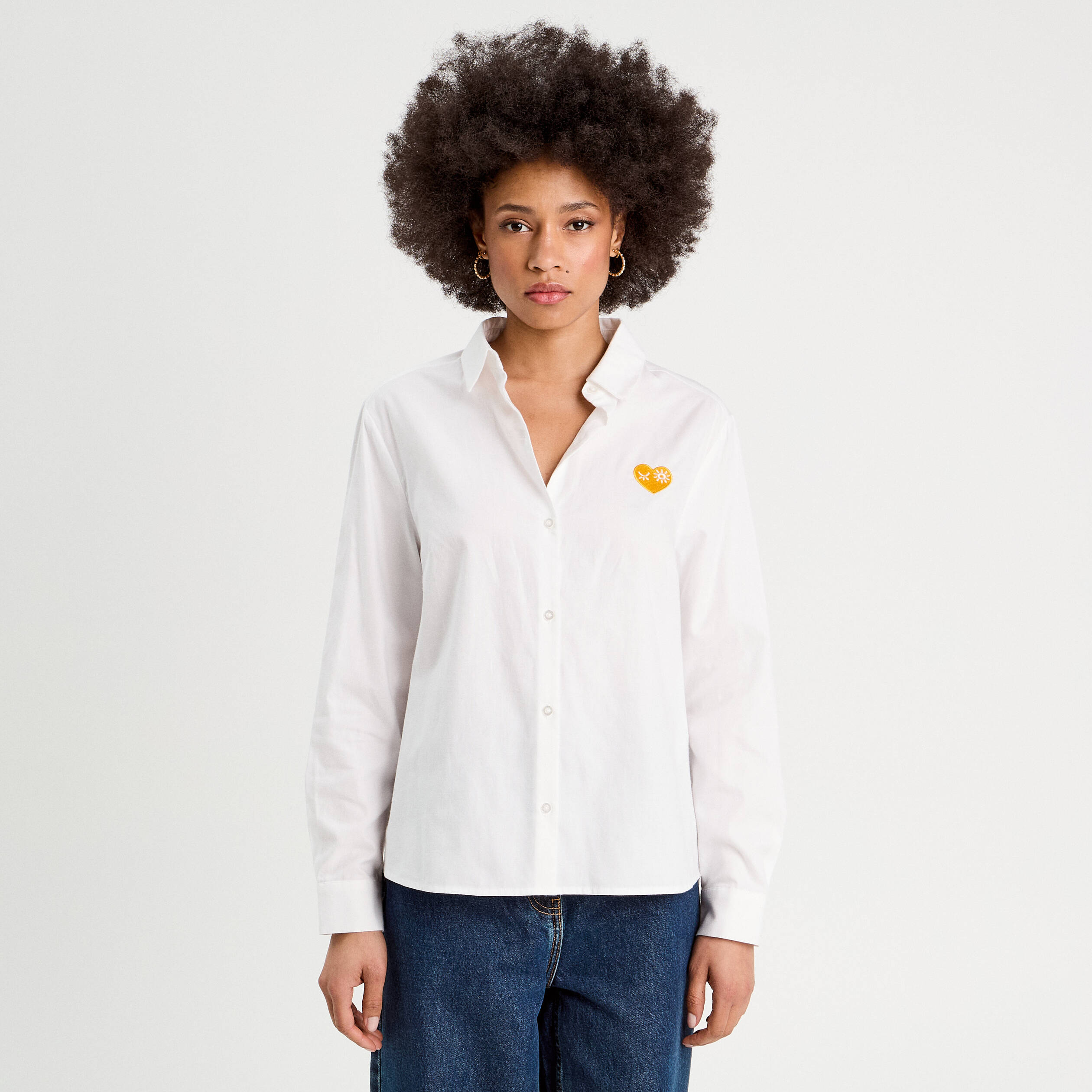 Chemise avec broderie ecru femme