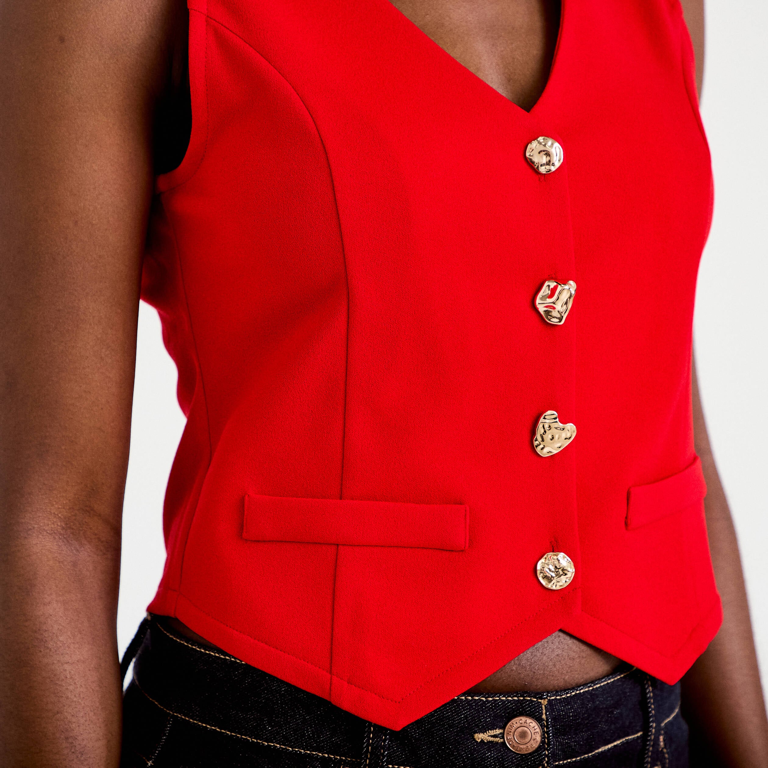 Gilet sans manches rouge femme