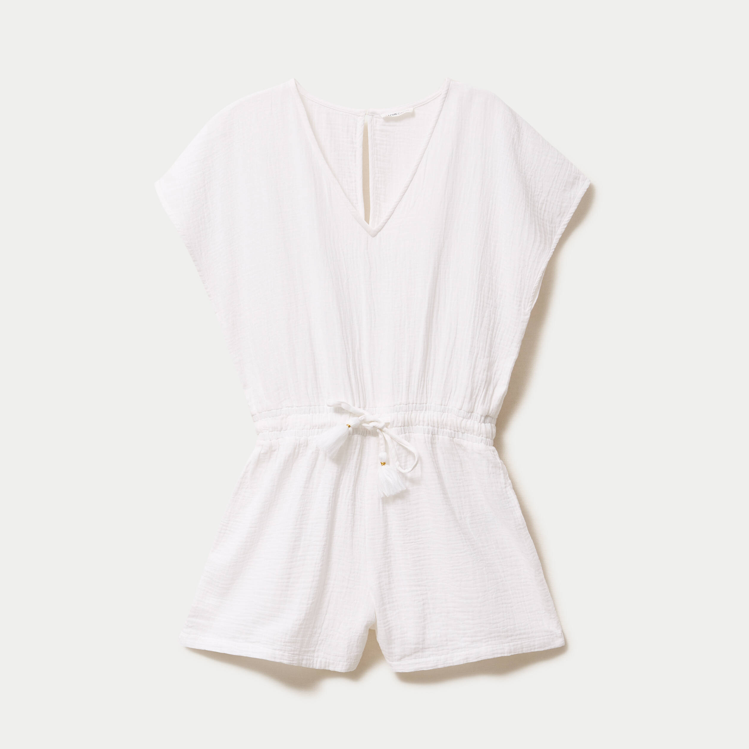 Combishort pliss&eacute; blanc femme