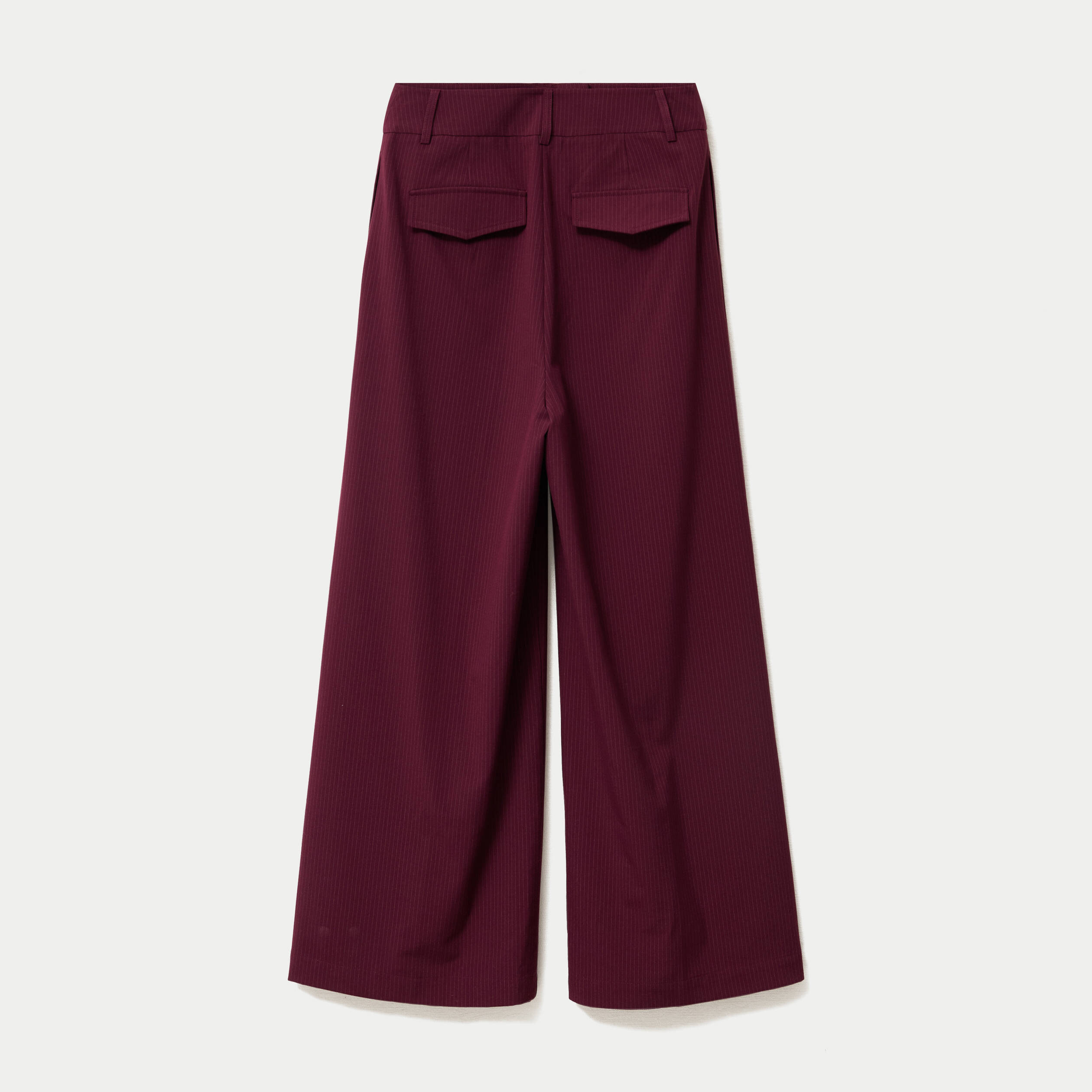 Pantalon large &agrave; pinces bordeaux femme