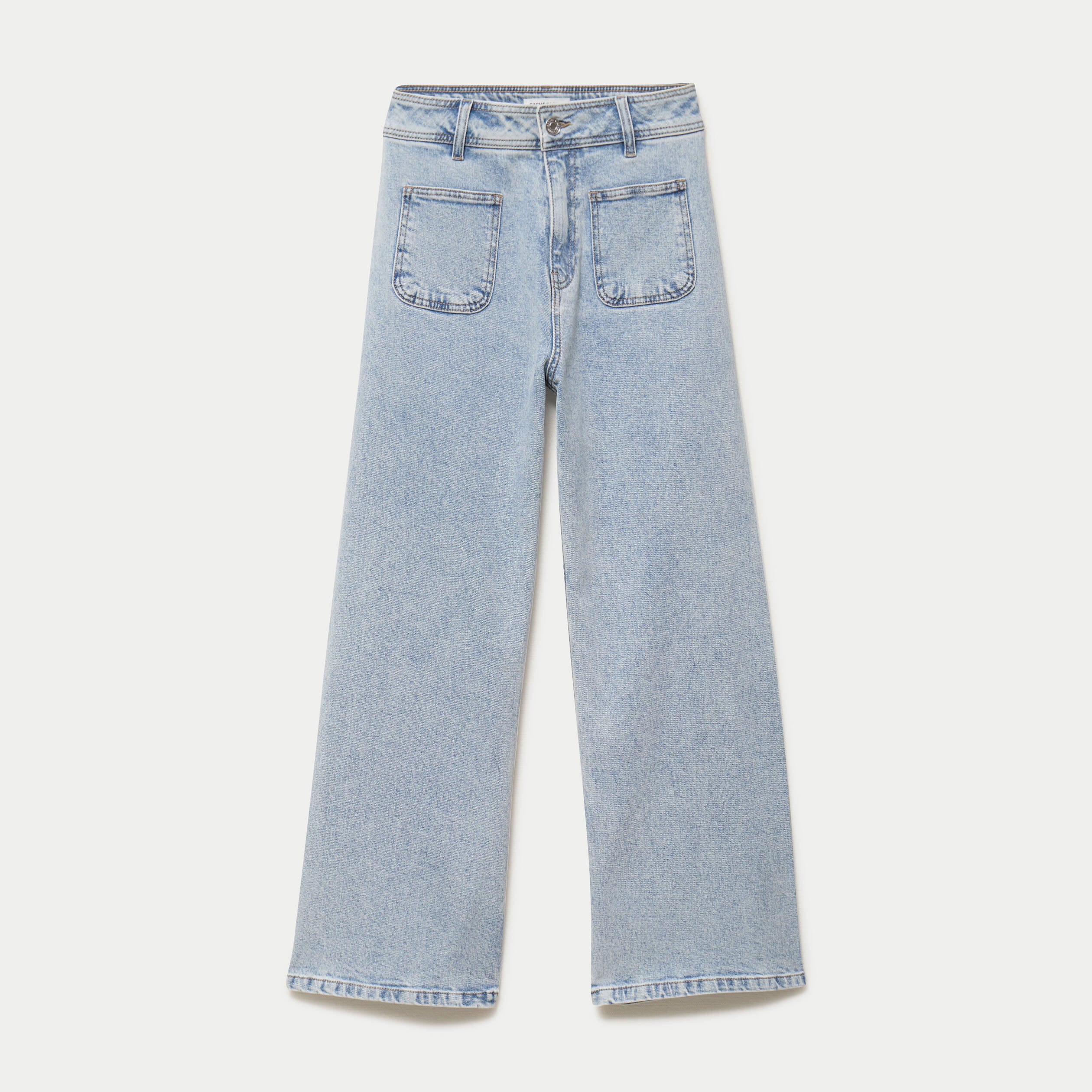 Jean wide leg cropped taille haute denim triple stone femme