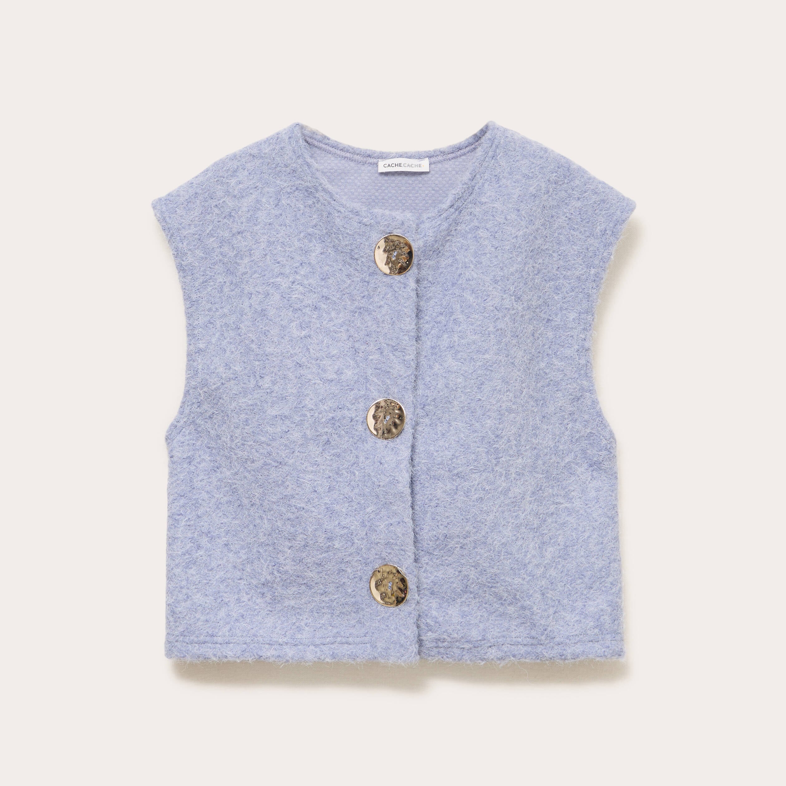 Gilet sans manches effet polaire bleu gris femme