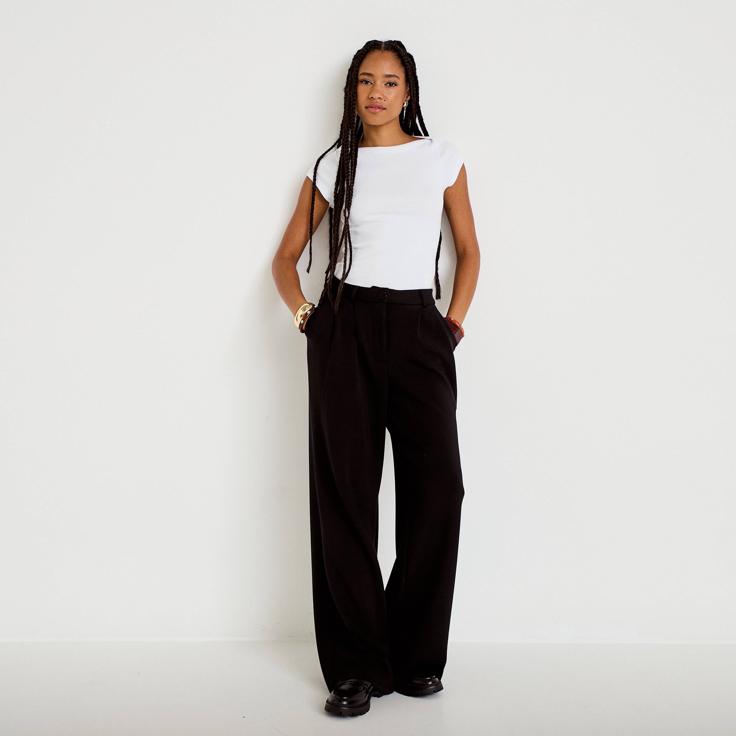 Pantalon bootcut taille standard noir femme
