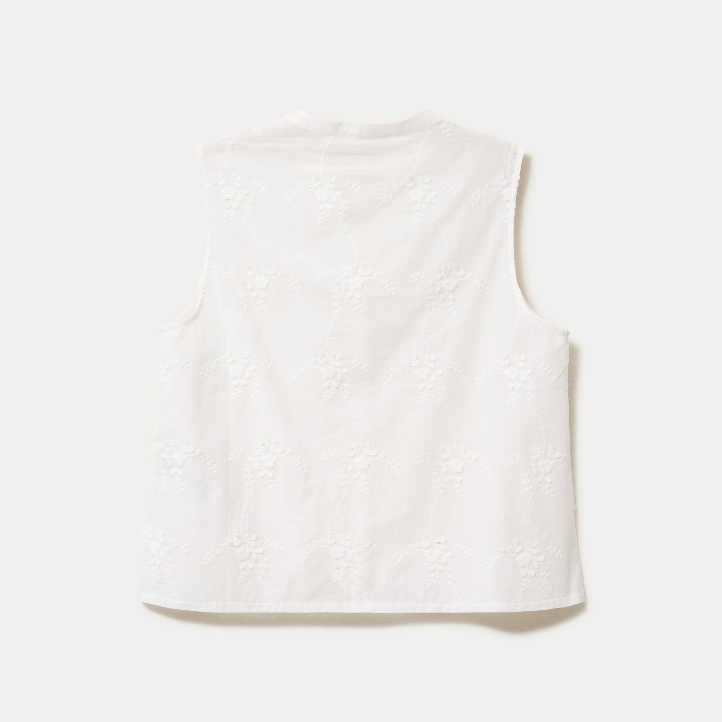 Chemise droite sans manches &agrave; relief ecru femme