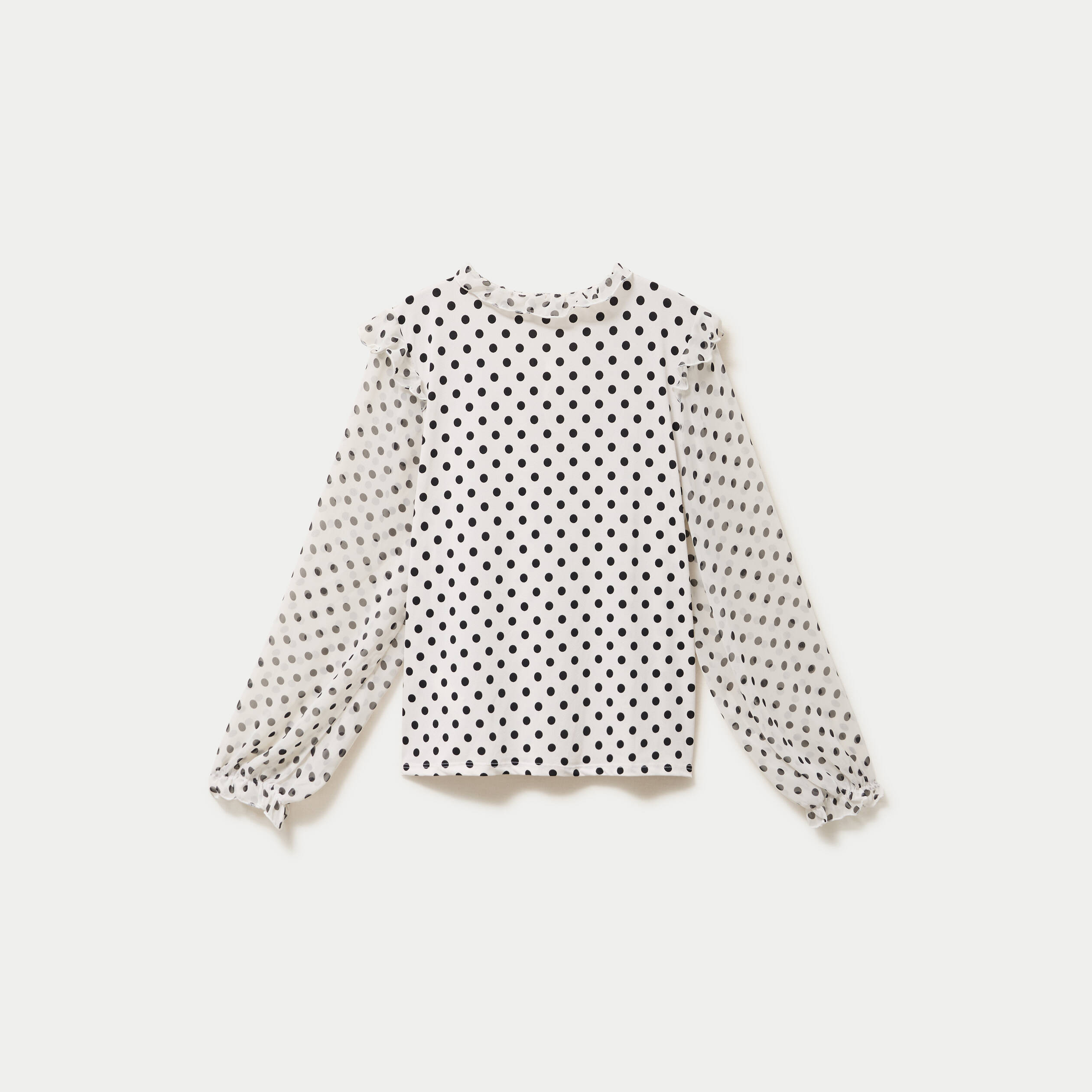 Blouse droite voile manches longues blanc femme