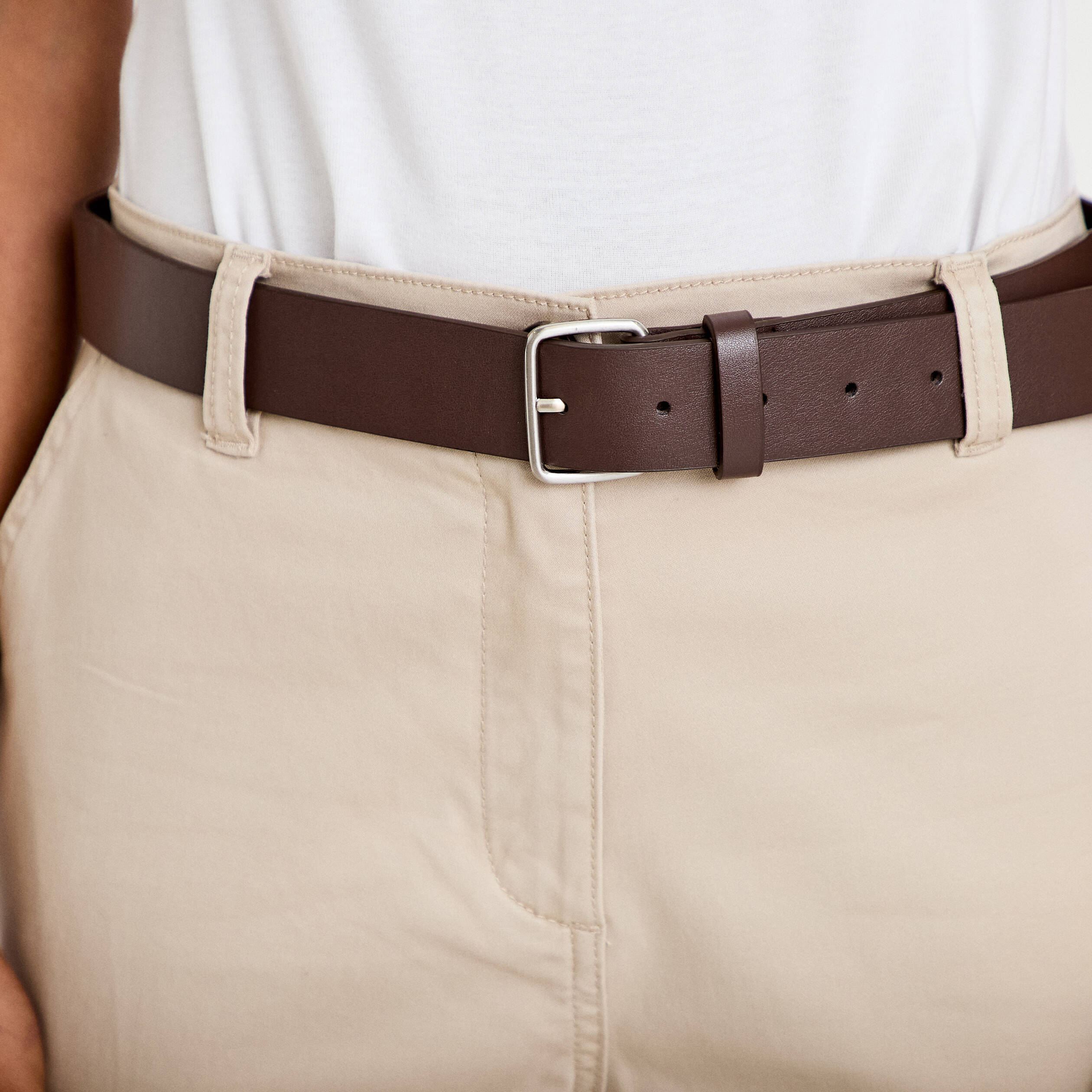 Pantalon chino avec ceinture amovible beige femme
