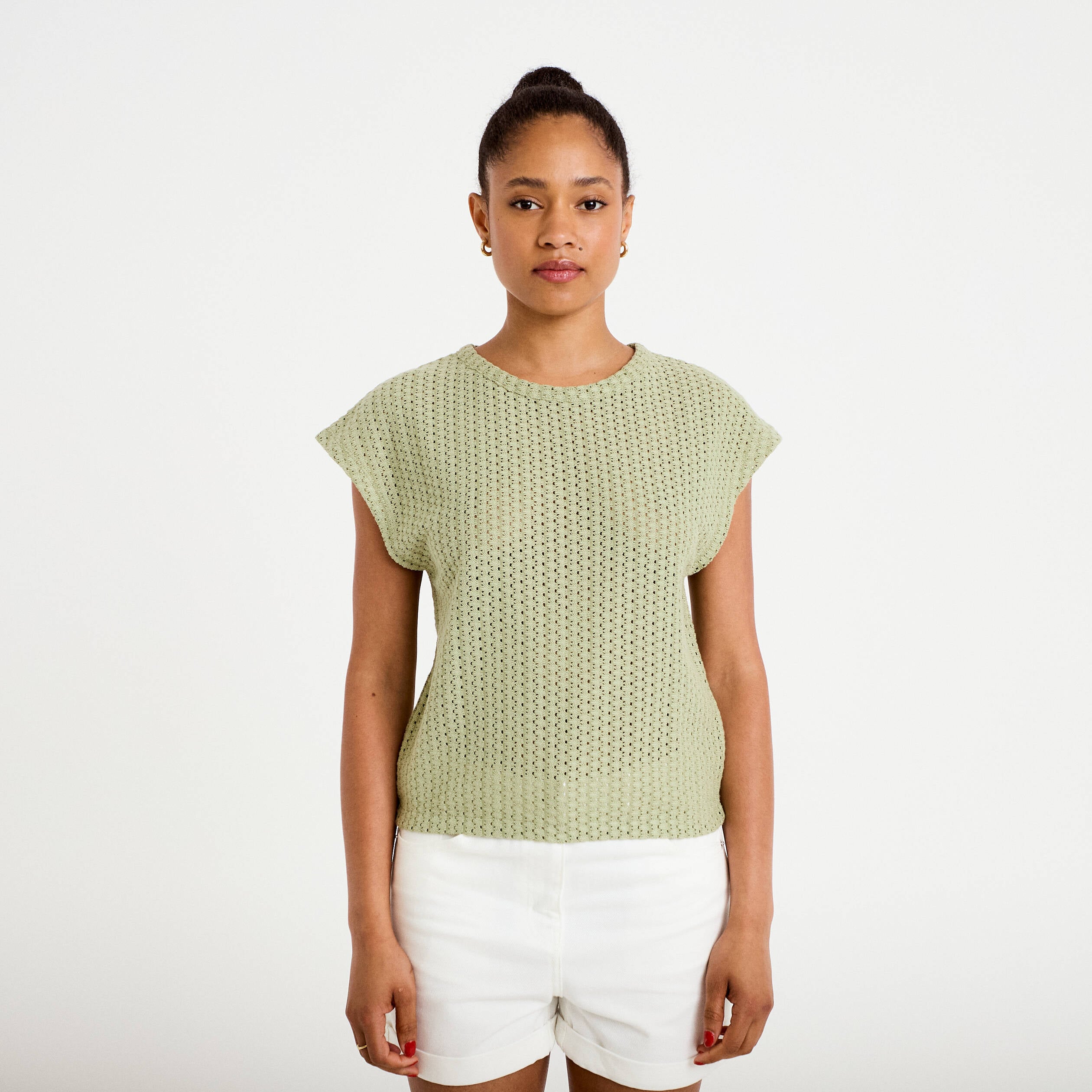 D&eacute;bardeur ajour&eacute; vert kaki femme