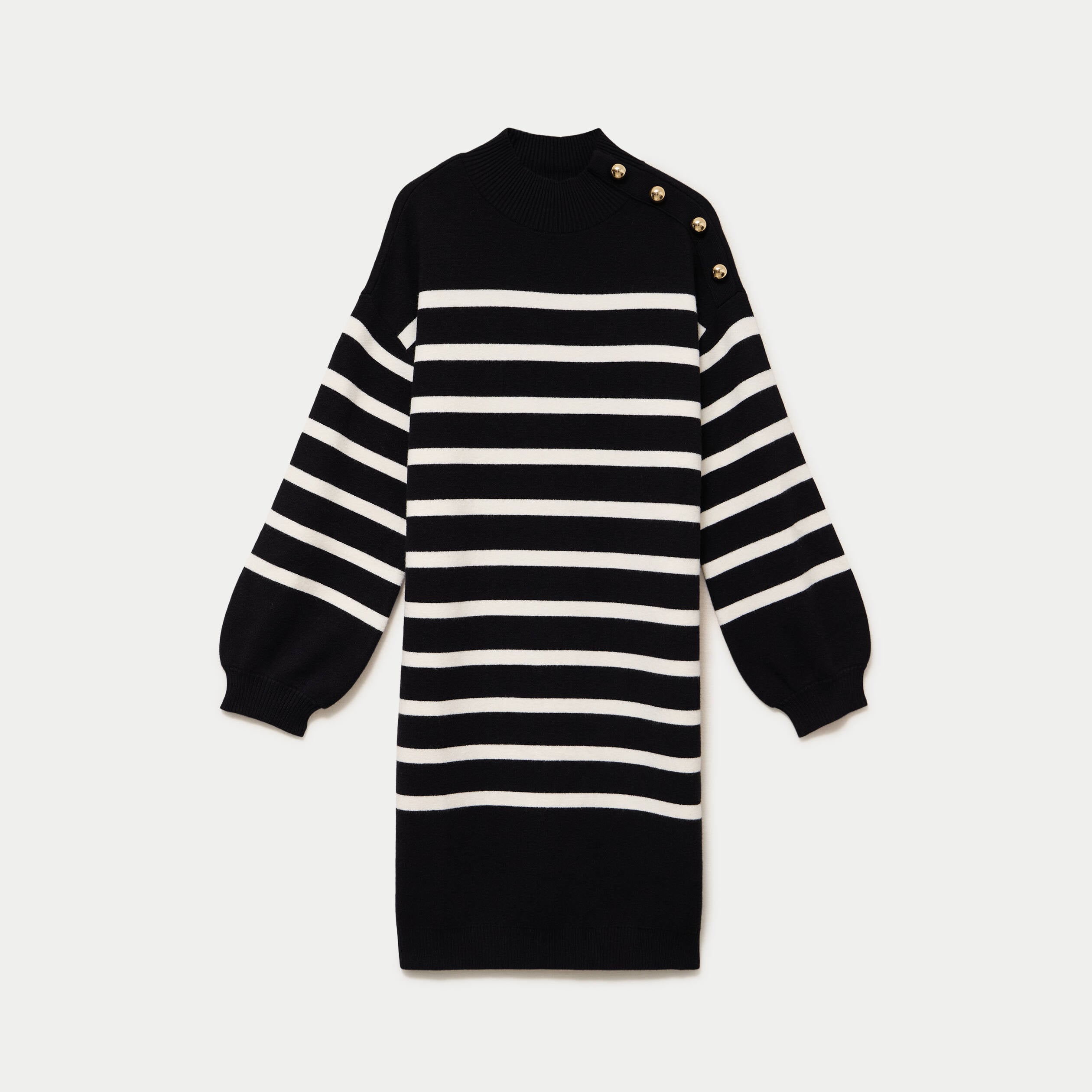 Robe pull droite manches longues noir femme