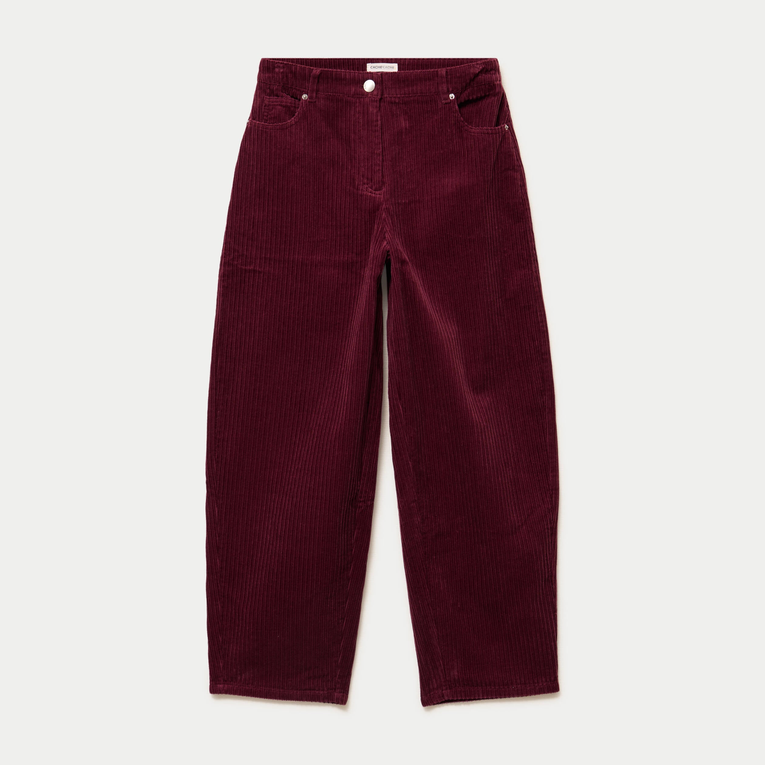 Pantalon large en velours bordeaux femme