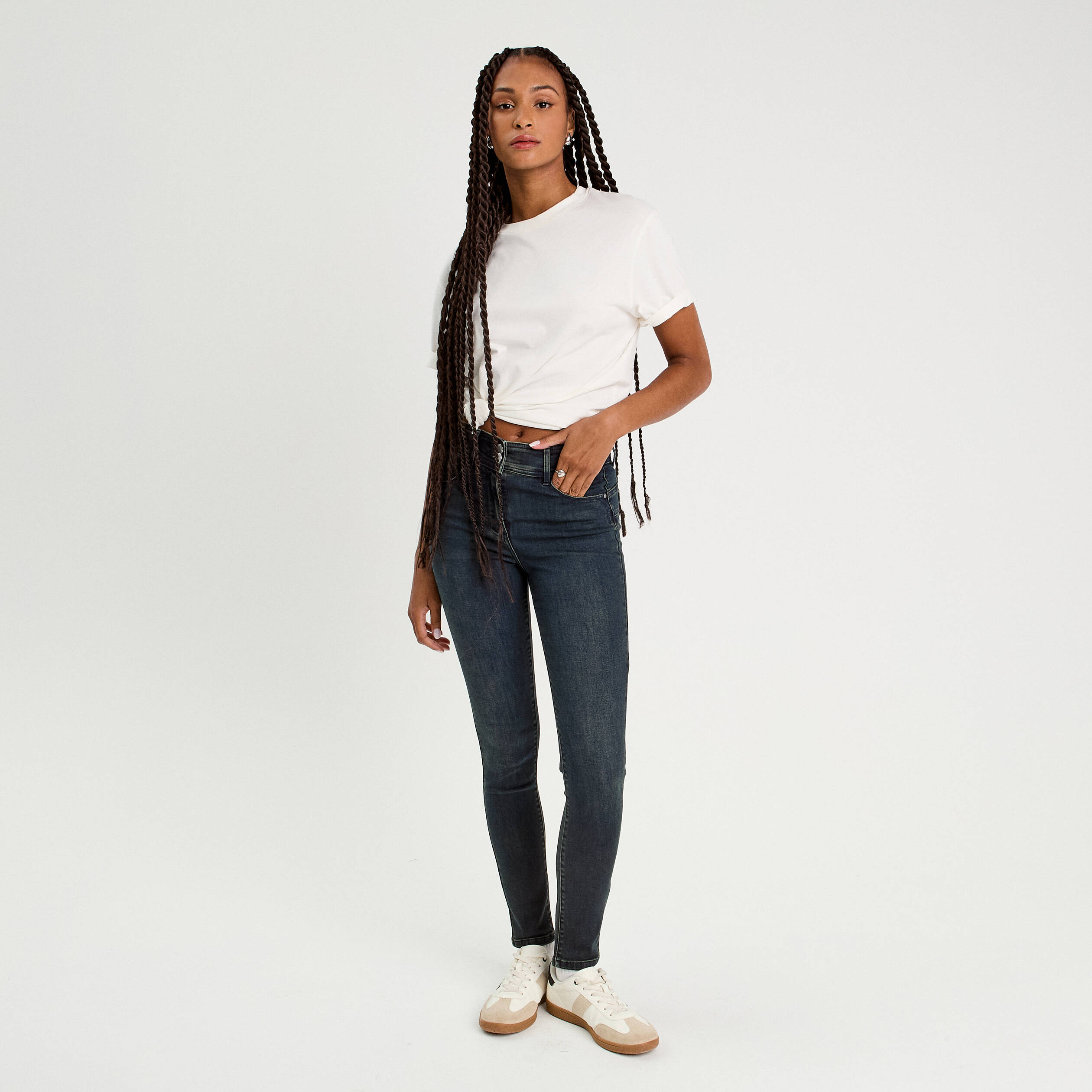 Jeans slim push-up denim blue black femme