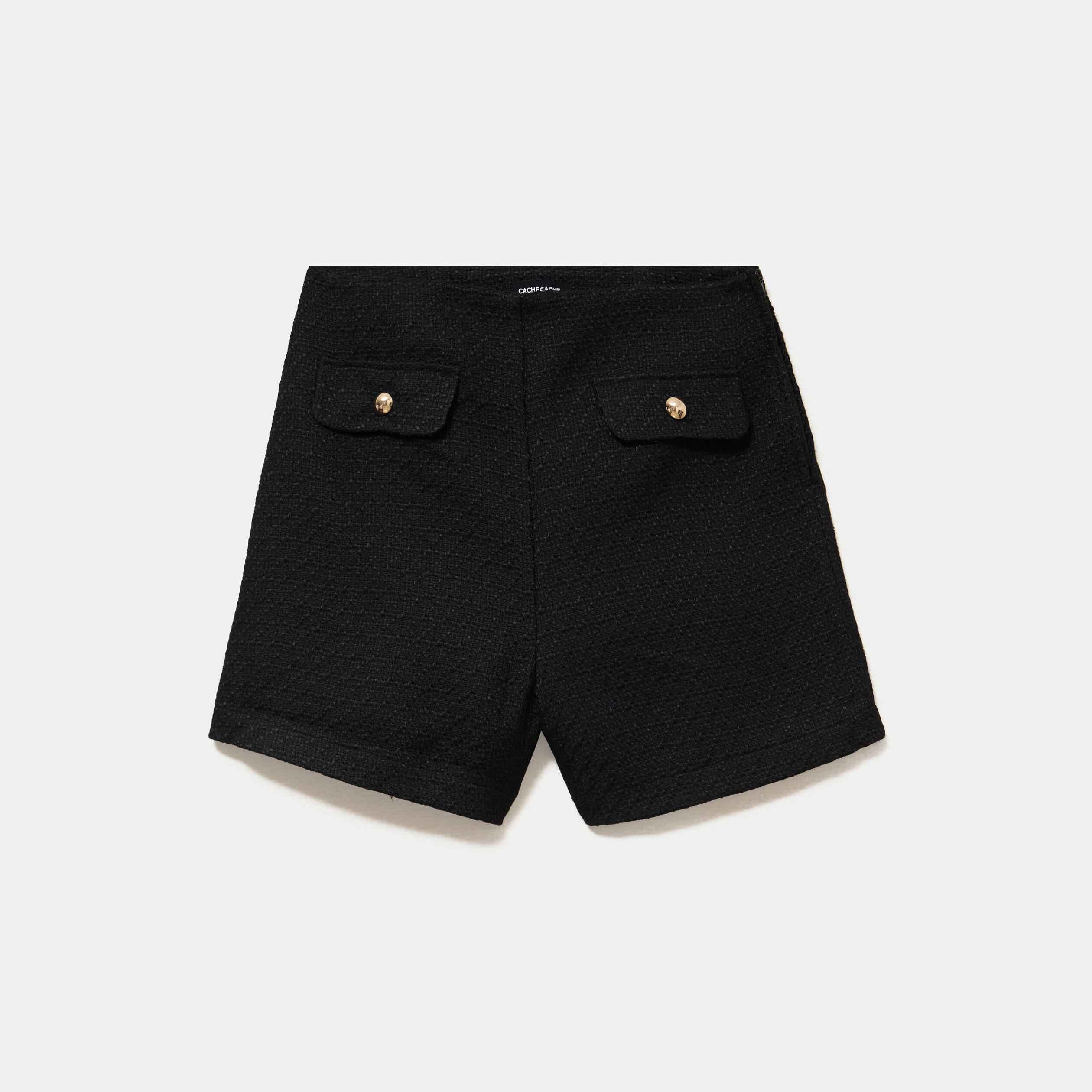 Short en tweed noir femme