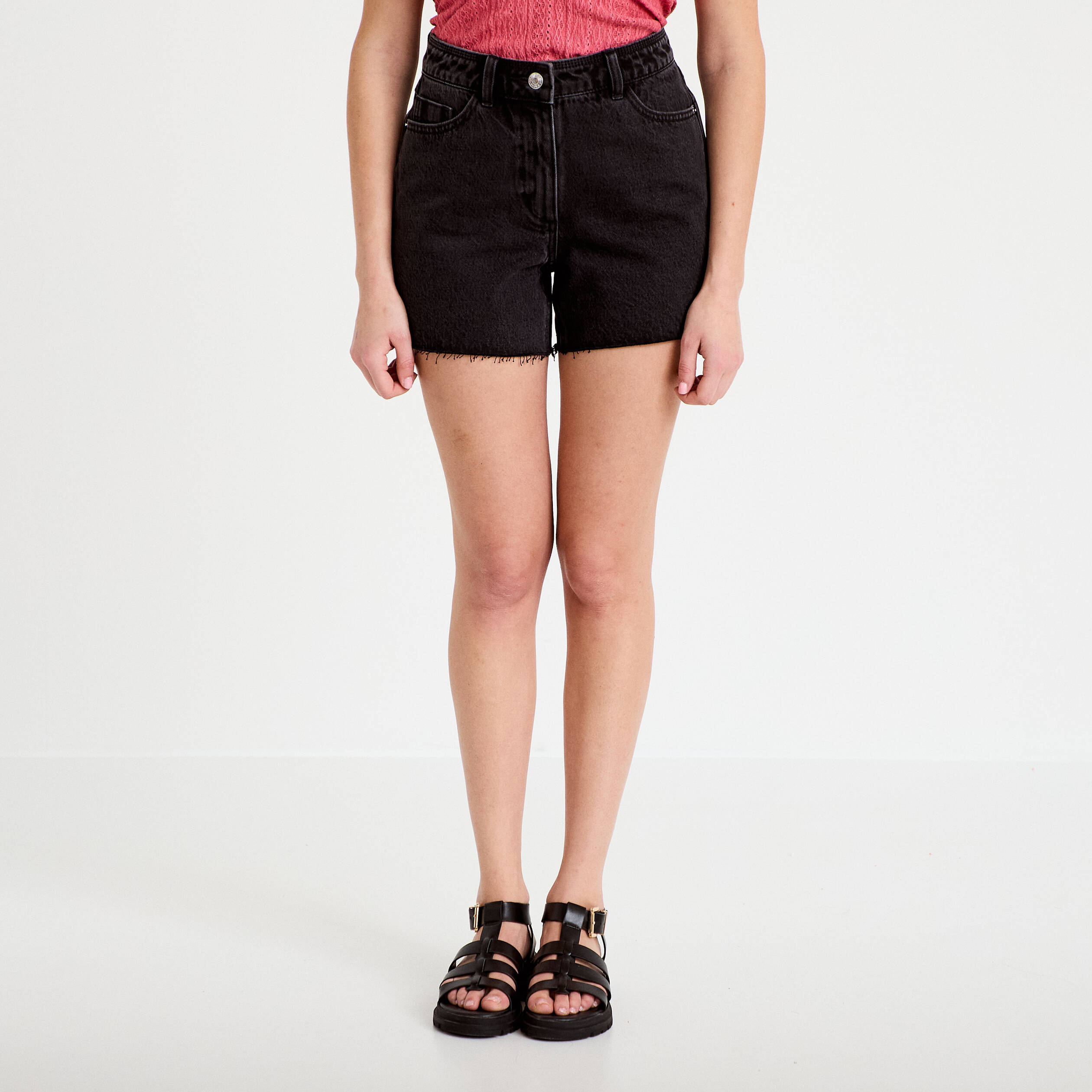 Short en jean 5 poches denim noir femme