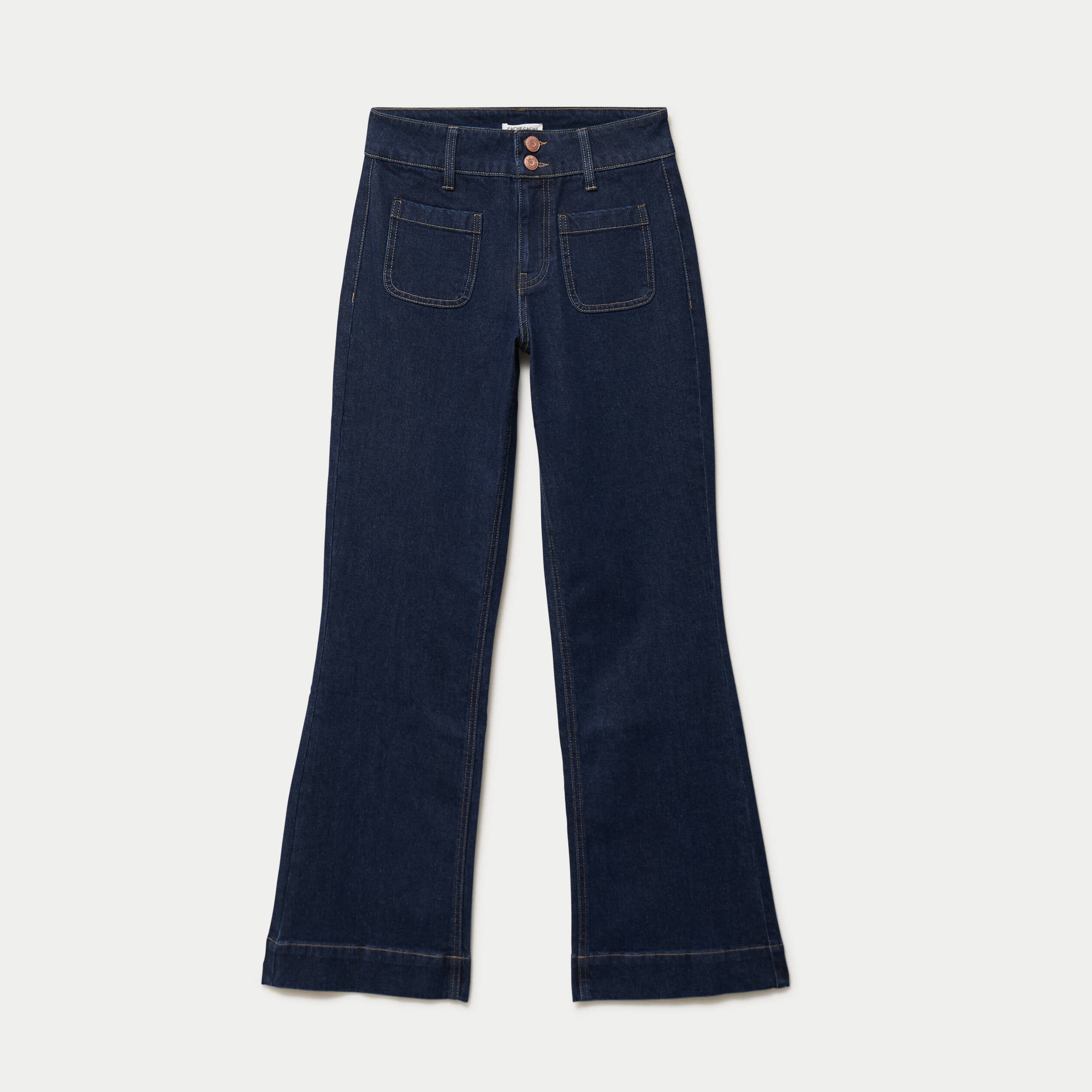Jean bootcut taille haute denim brut femme