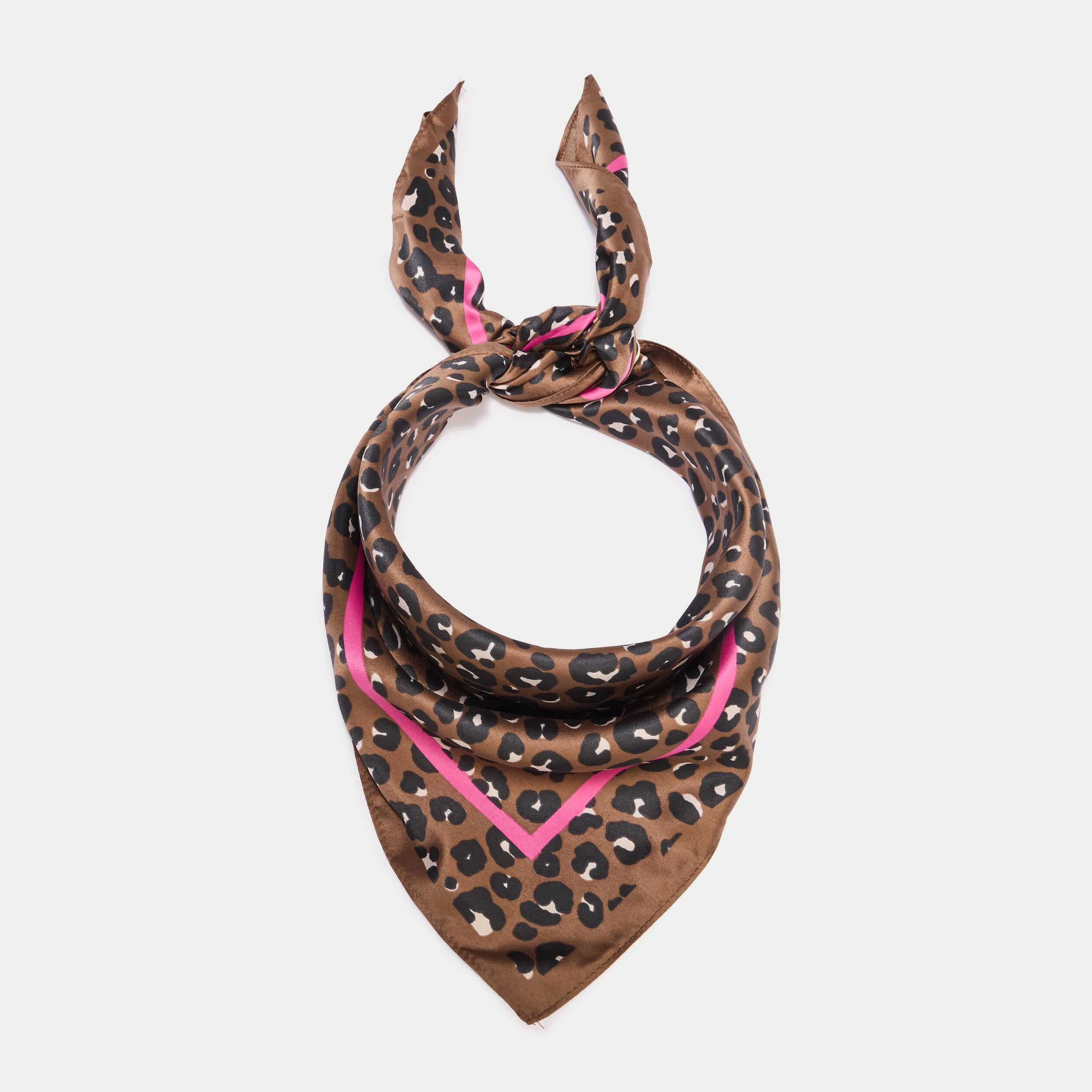 Foulard carr&eacute; satin taupe femme