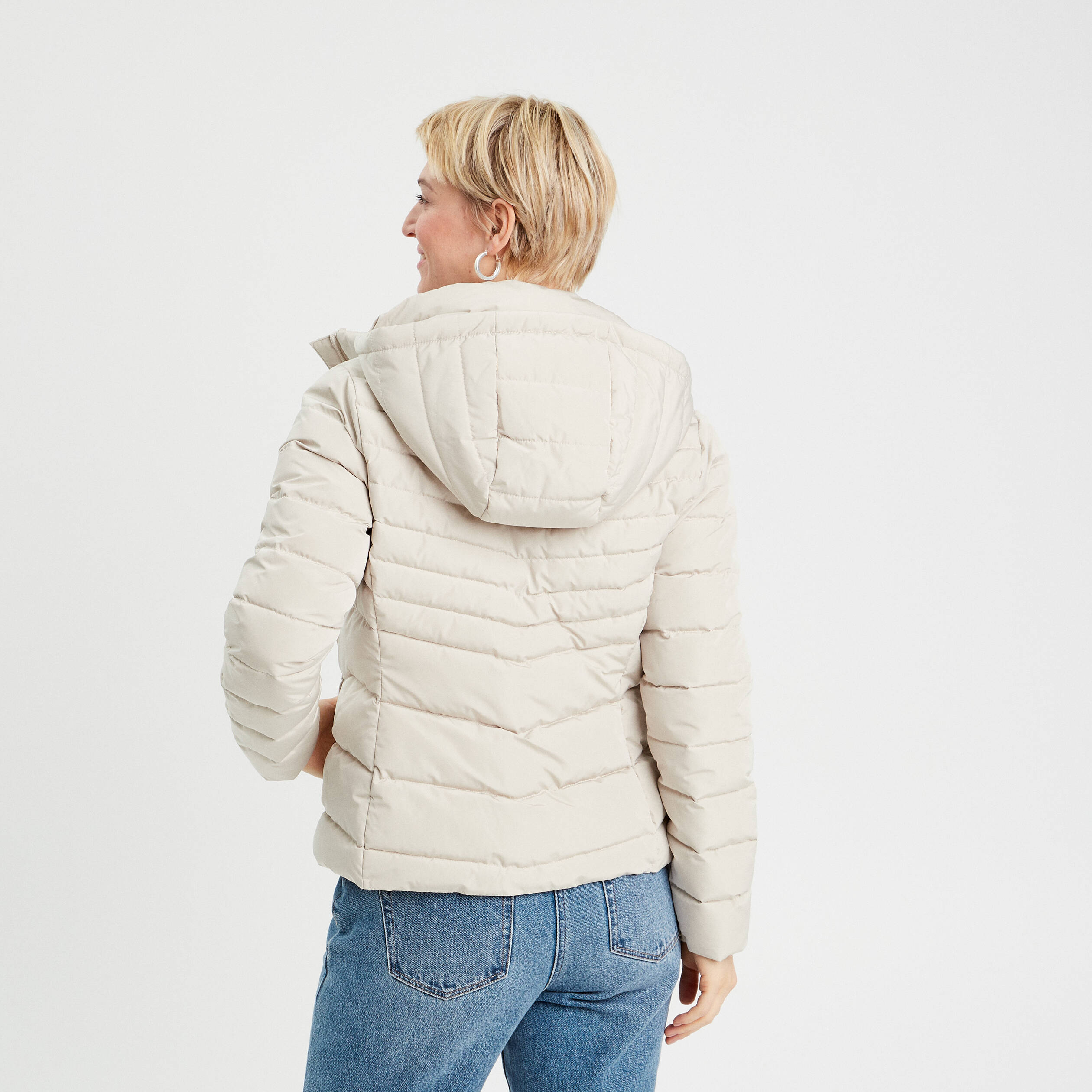Doudoune ajust&eacute;e &agrave; capuche blanc femme