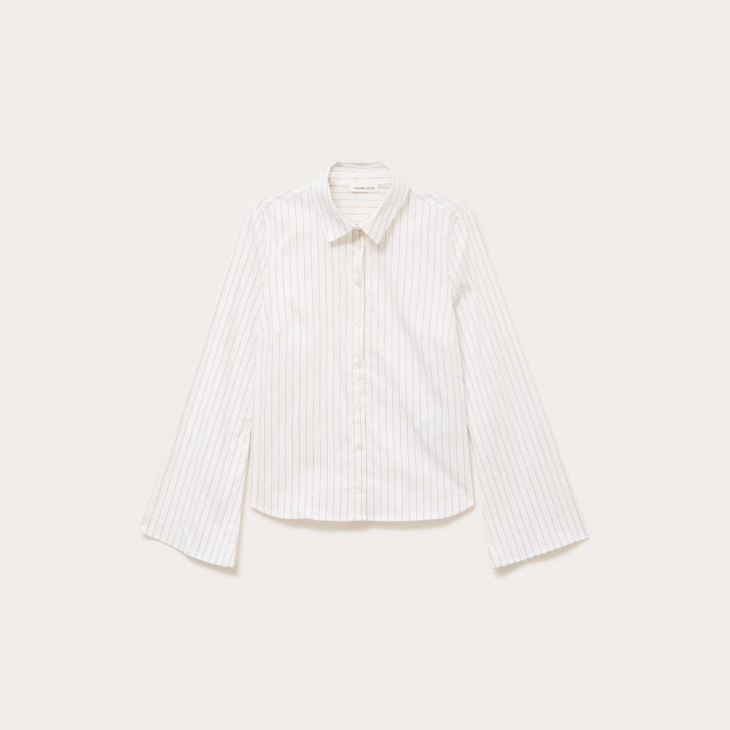 Chemise cintr&eacute;e manches longues blanc femme