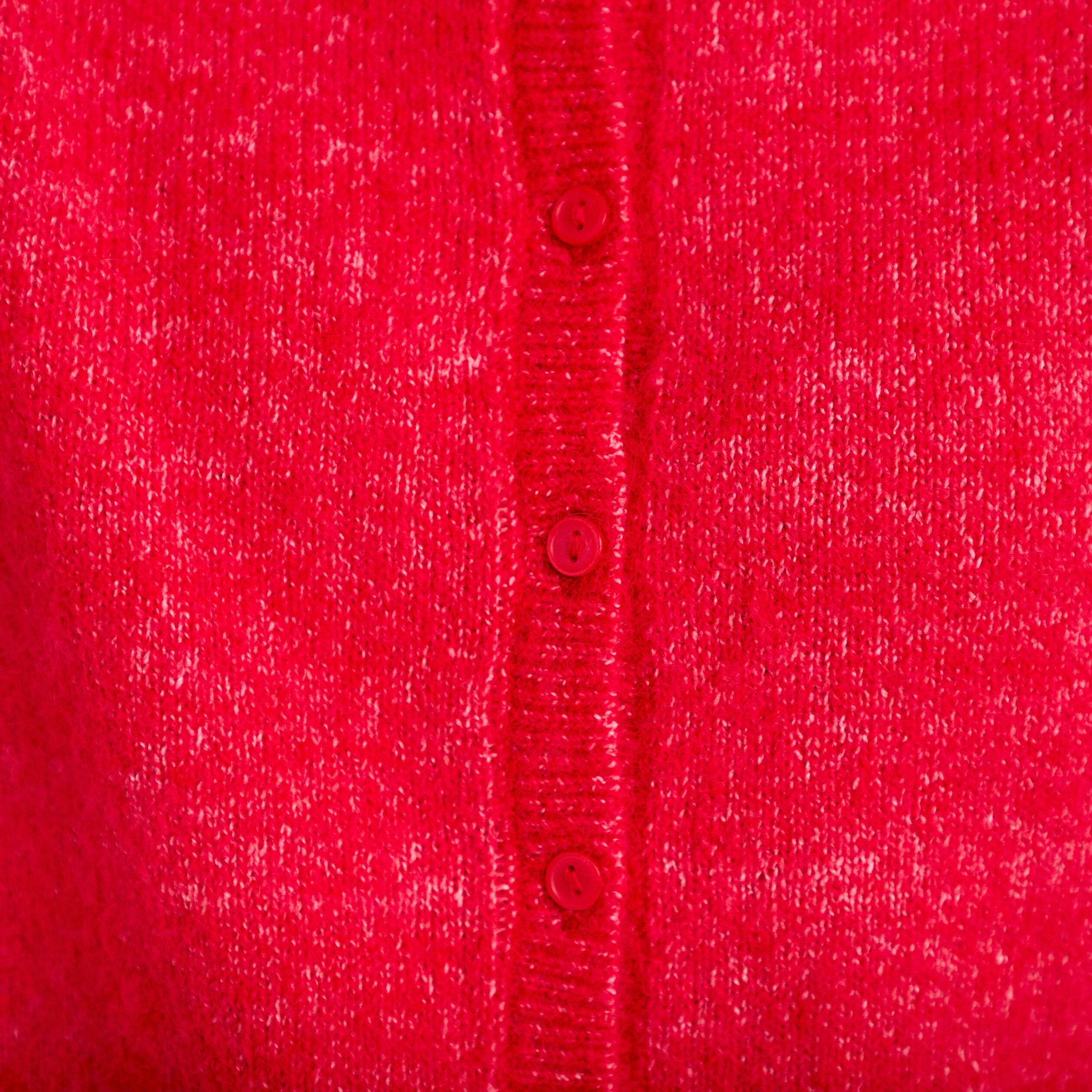 Gilet col rond manches longues rouge femme
