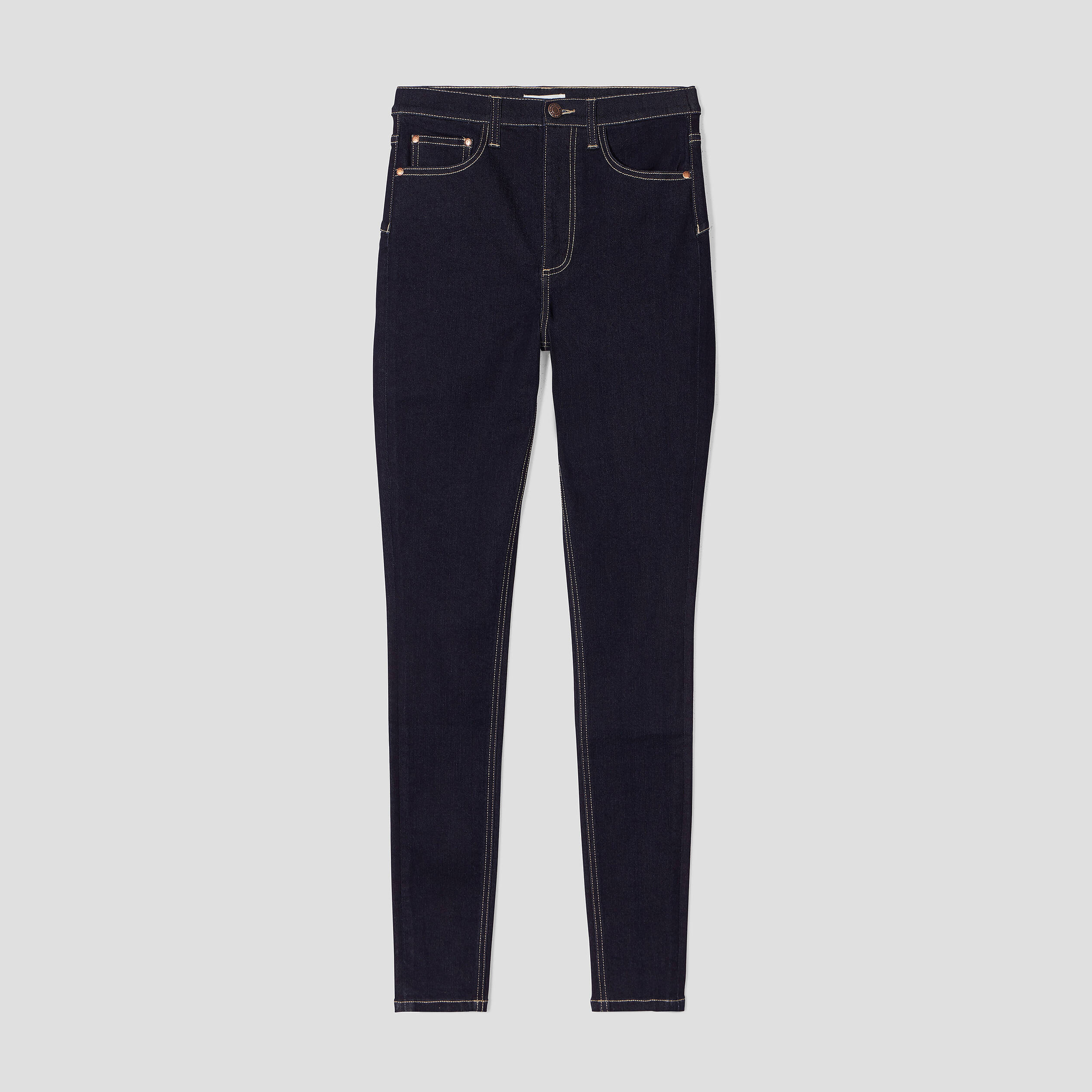 Jeans skinny taille &eacute;lastiqu&eacute;e denim brut femme