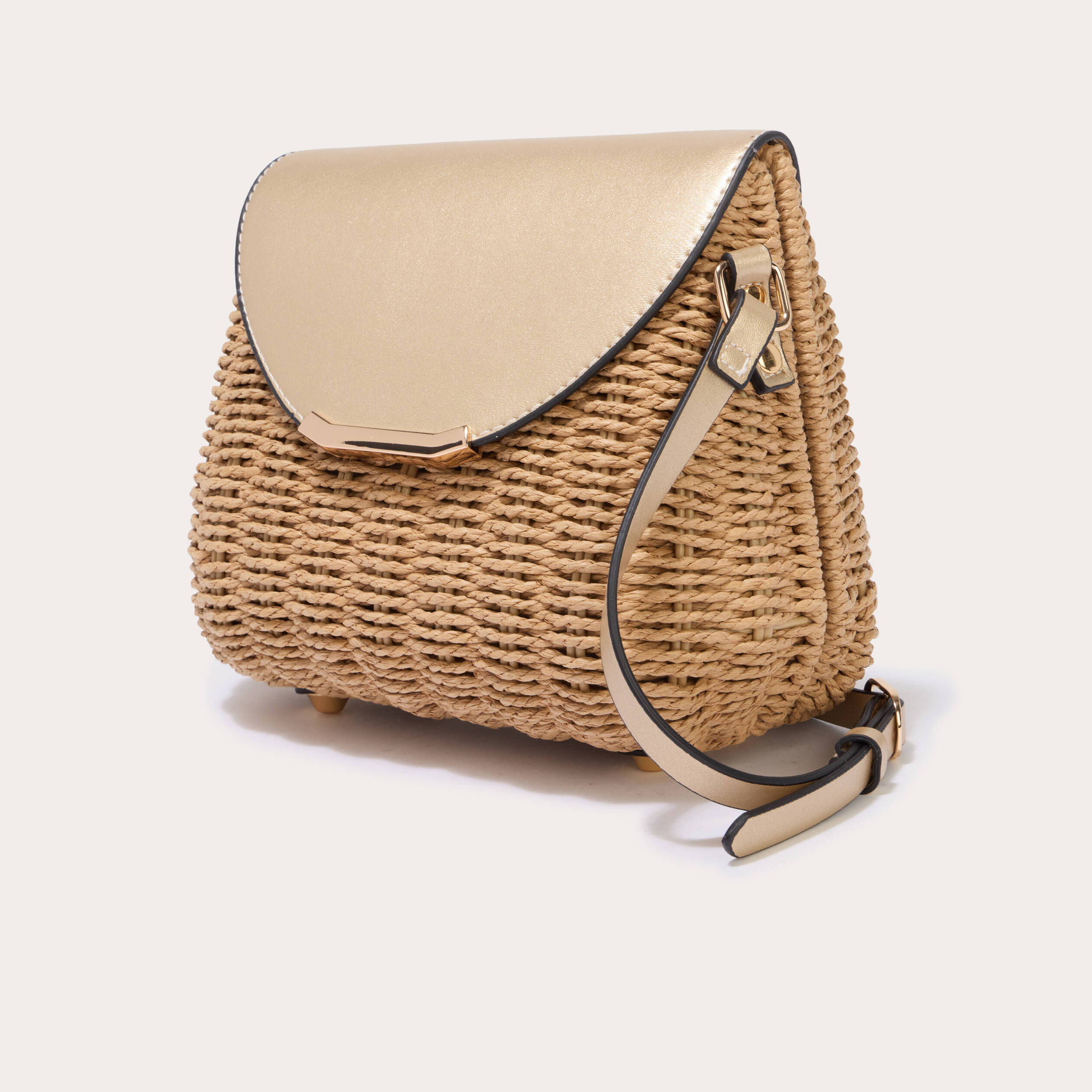 Sac bo&icirc;te paille couleur or femme