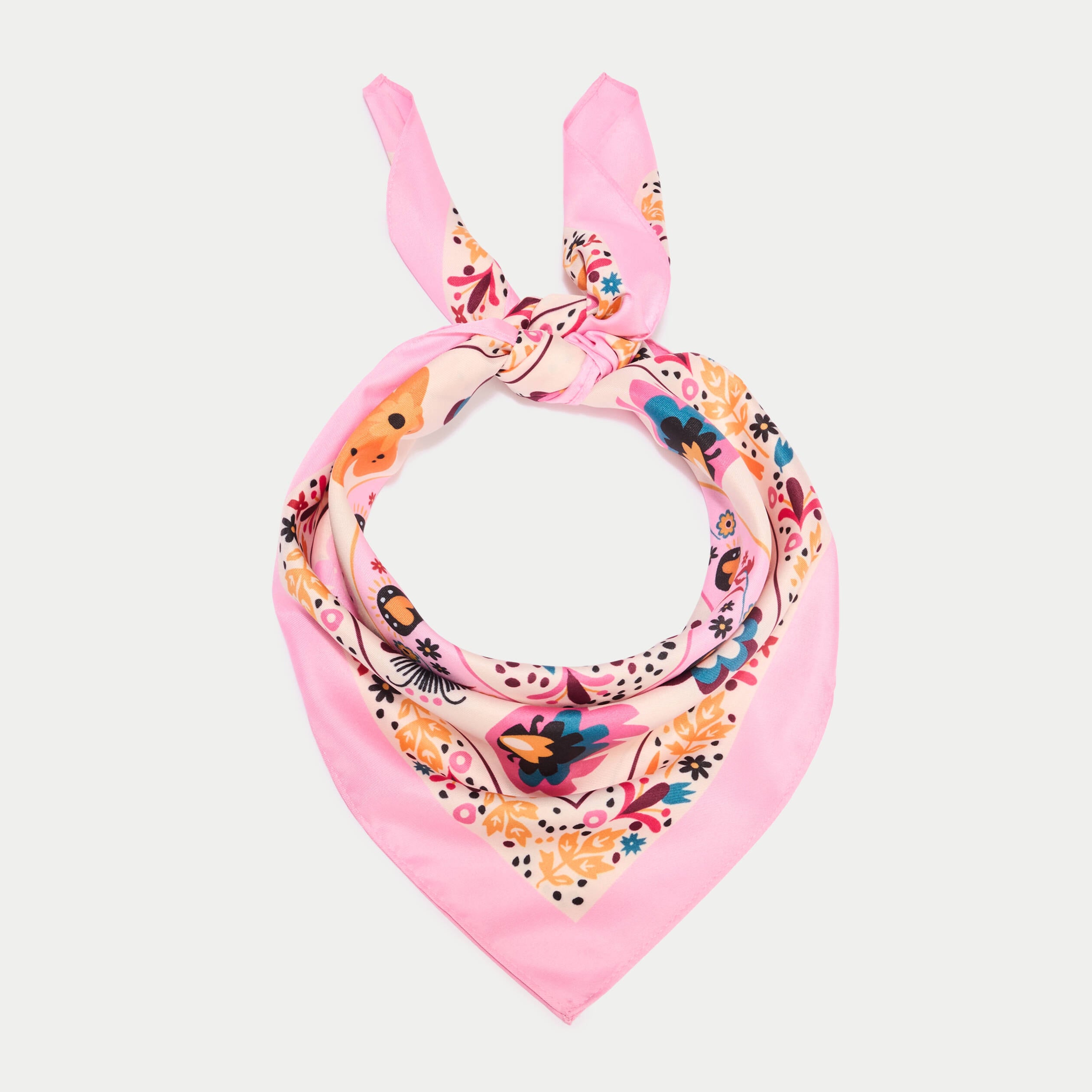 Foulard satin&eacute; soyeux rose clair femme
