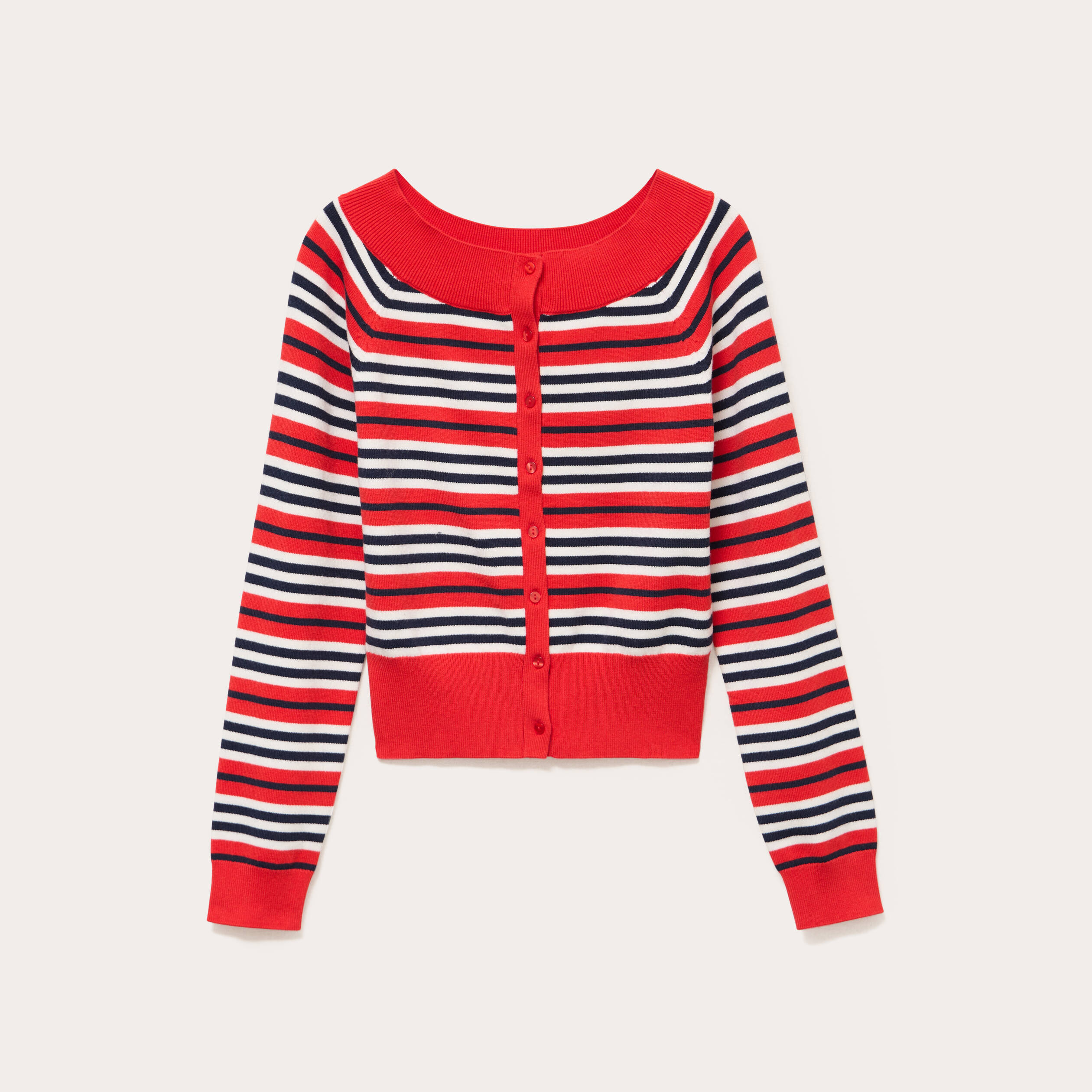 Gilet col bateau rouge femme
