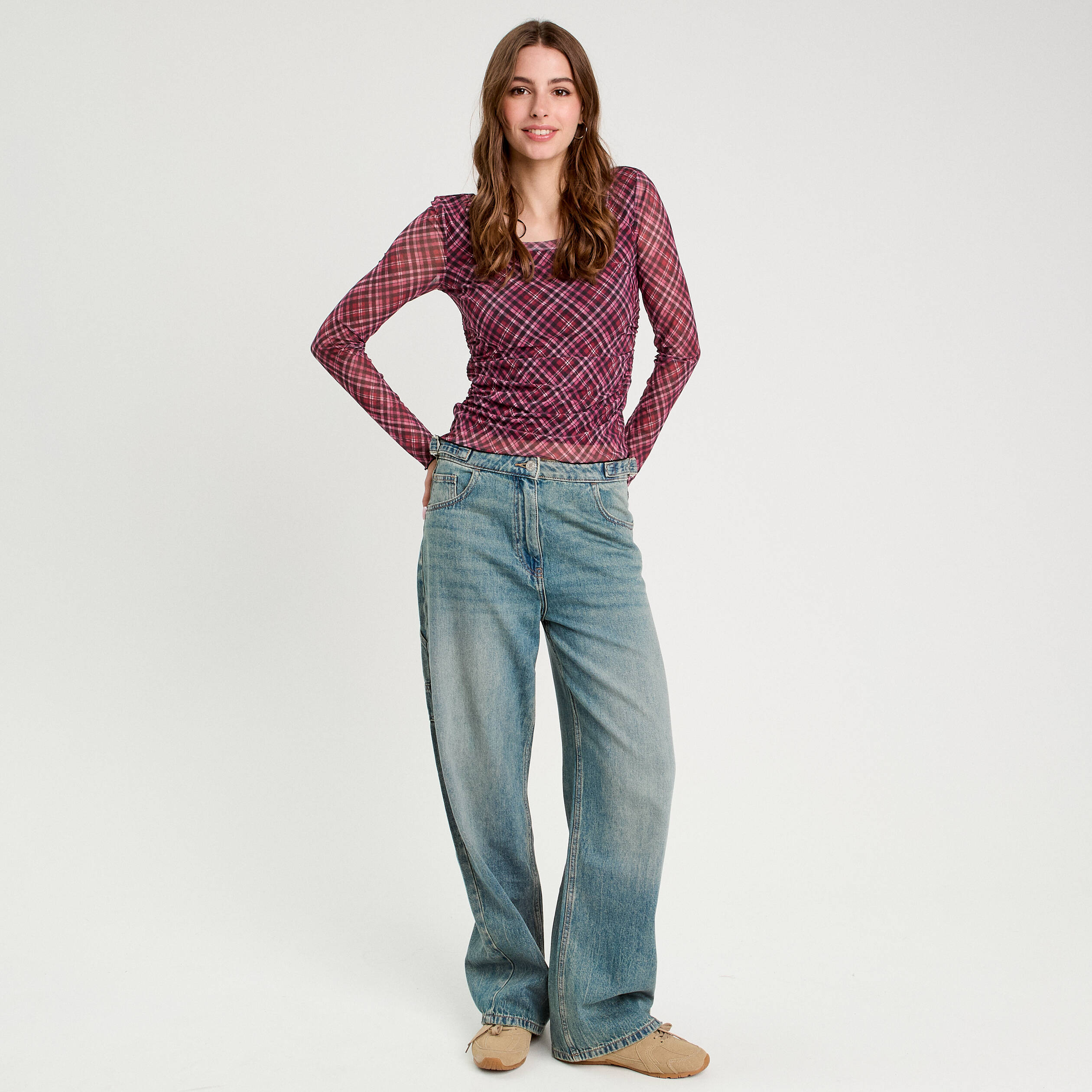 T-shirt manches longues rouge cerise femme