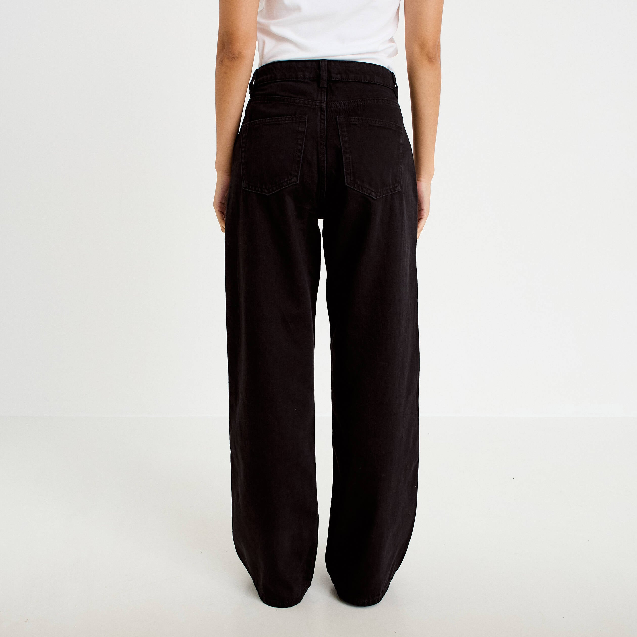 Jeans wide leg taille haute denim noir femme