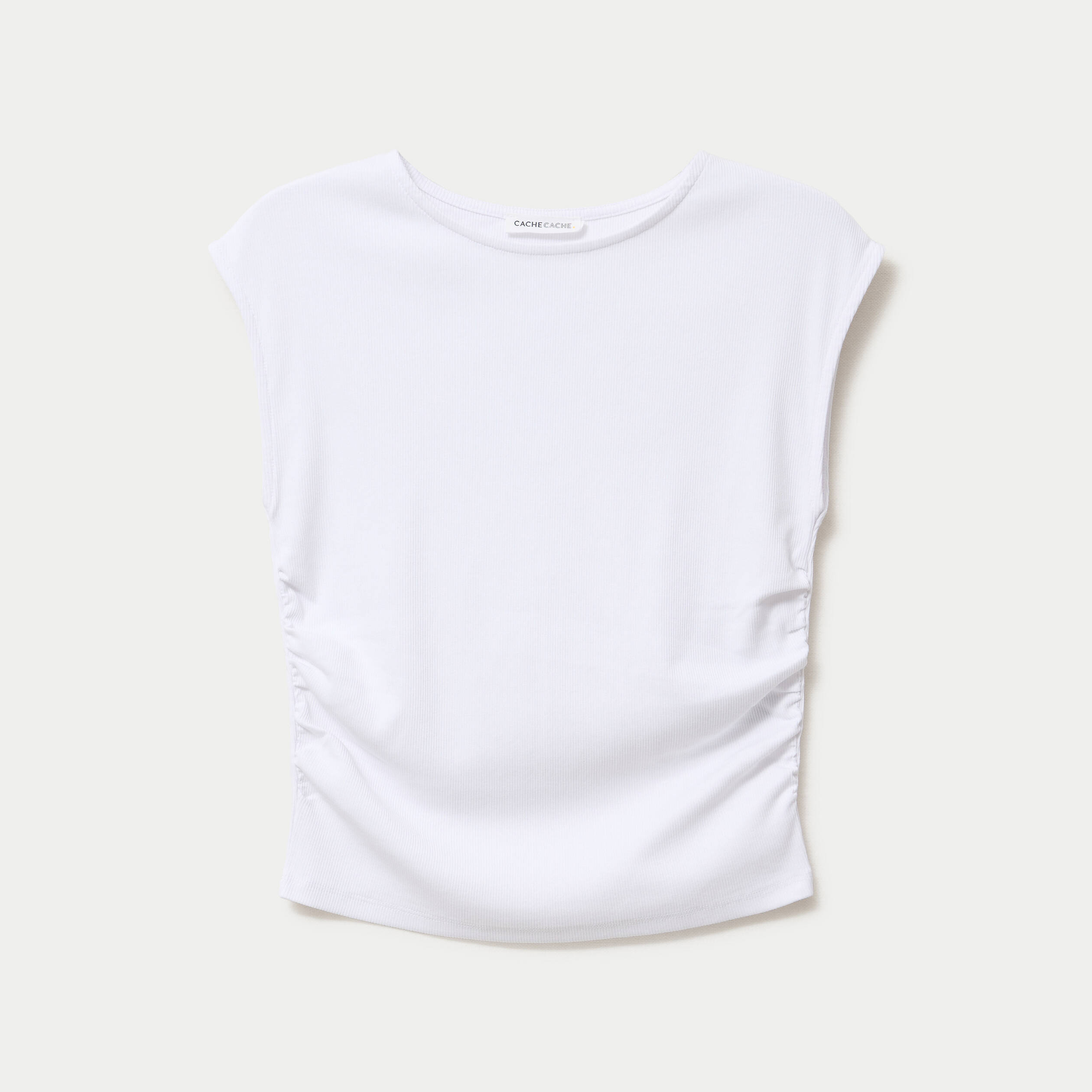 D&eacute;bardeur ajust&eacute; col rond blanc femme