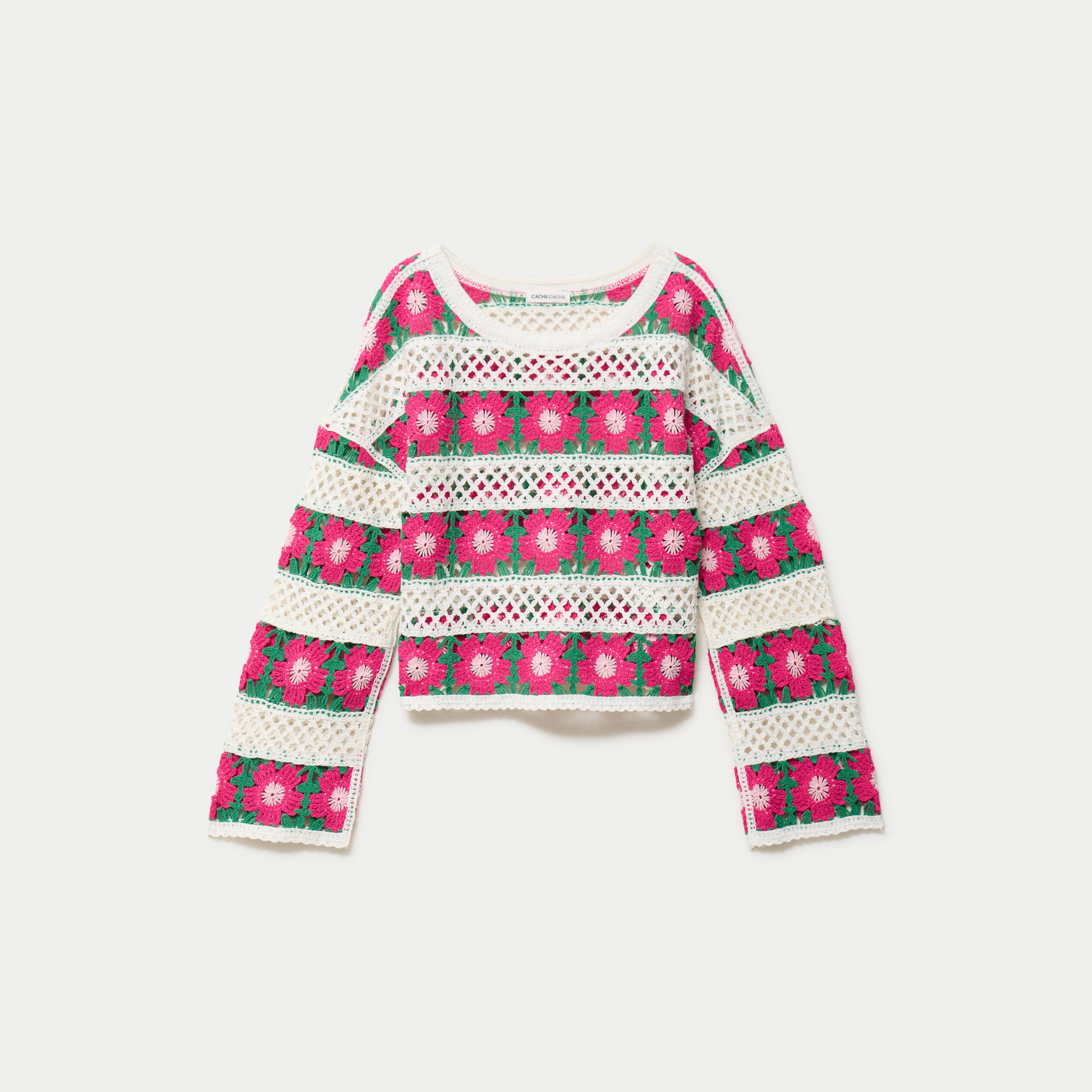 Pull manches longues rose fushia femme