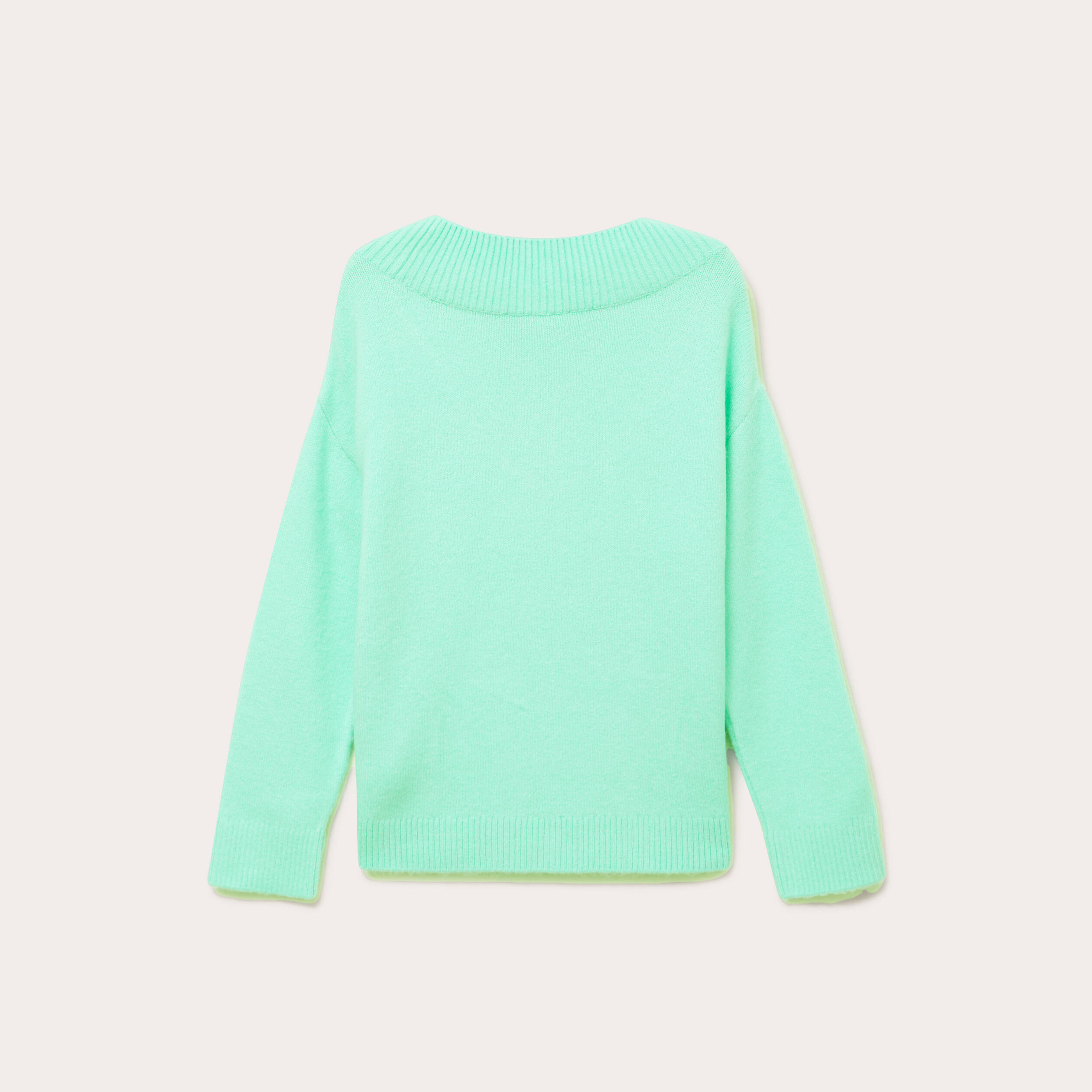 Pull oversize col v manches longues vert menthe femme