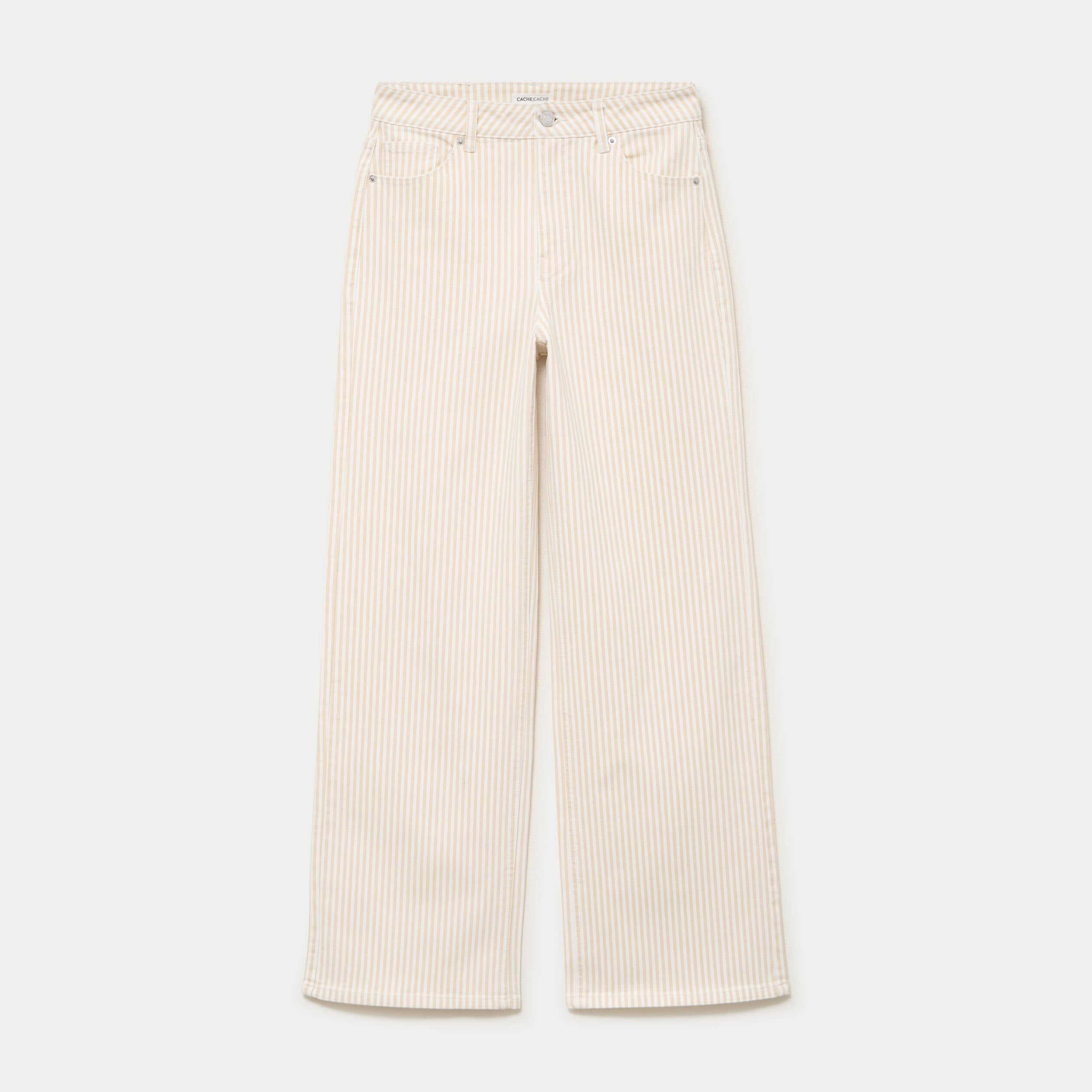 Jean bootcut taille haute beige femme