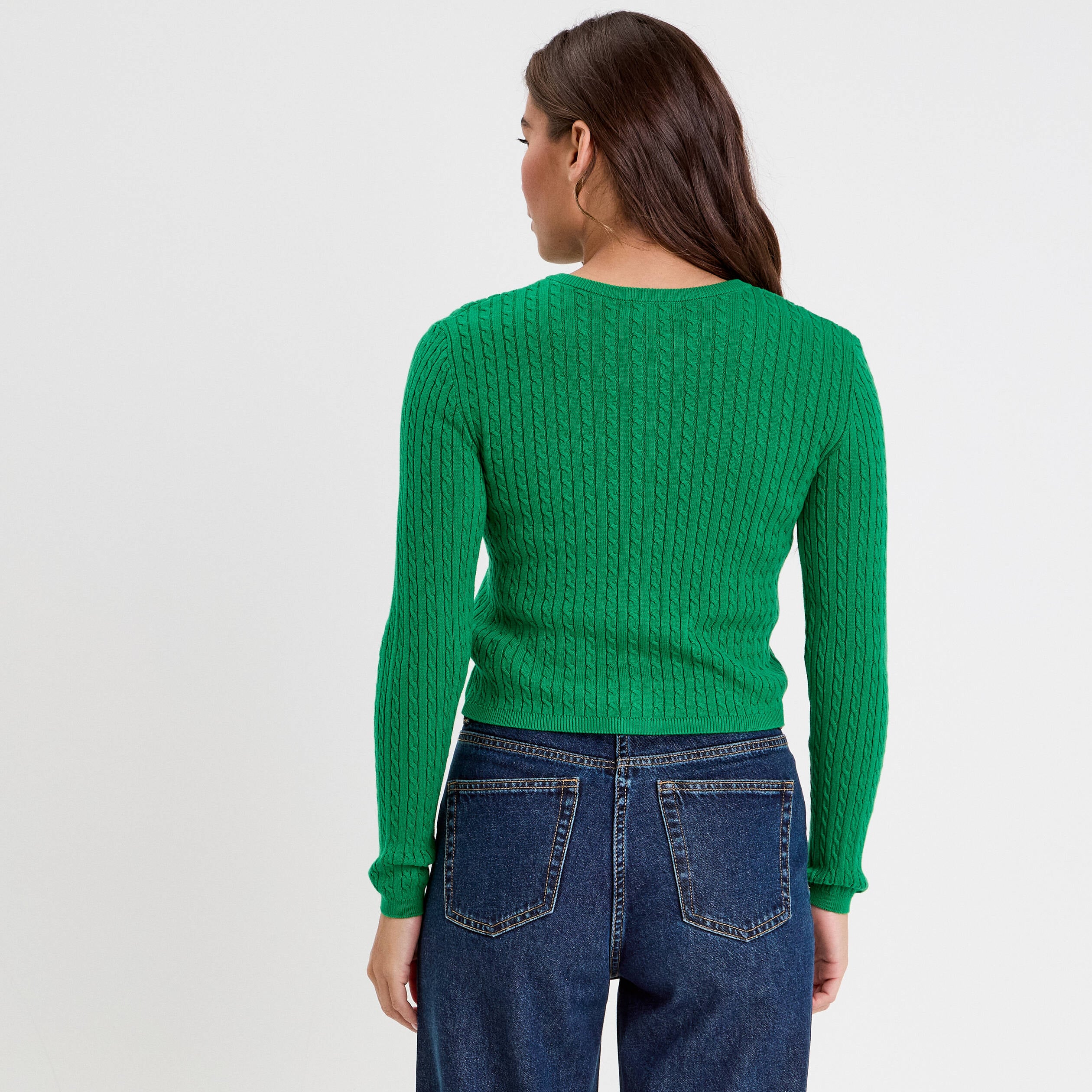 Gilet ajust&eacute; en coton manches longues vert pastel femme