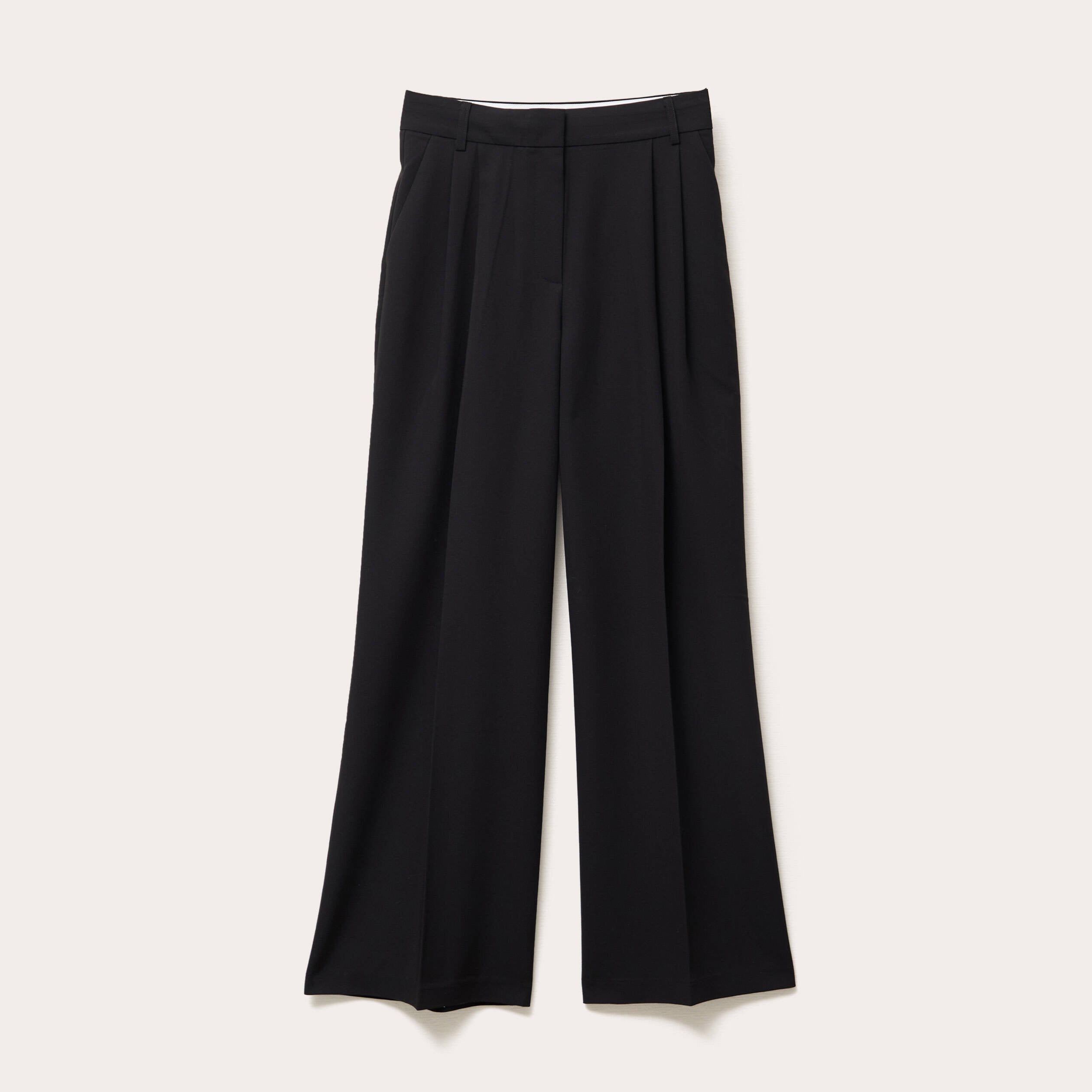 Pantalon large &agrave; pinces noir femme