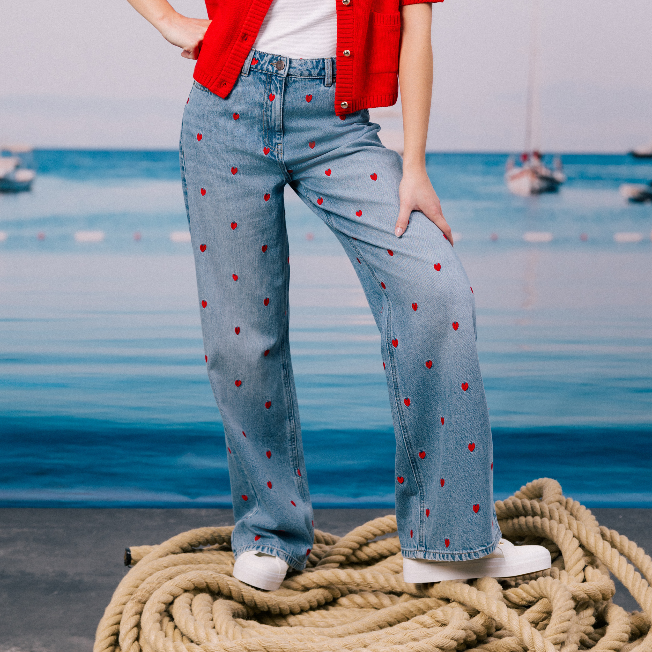 Jupe Jeans Kaki Et Rouge Ohdd Save The Queen - Taille 42 - Occasion Très Bon état