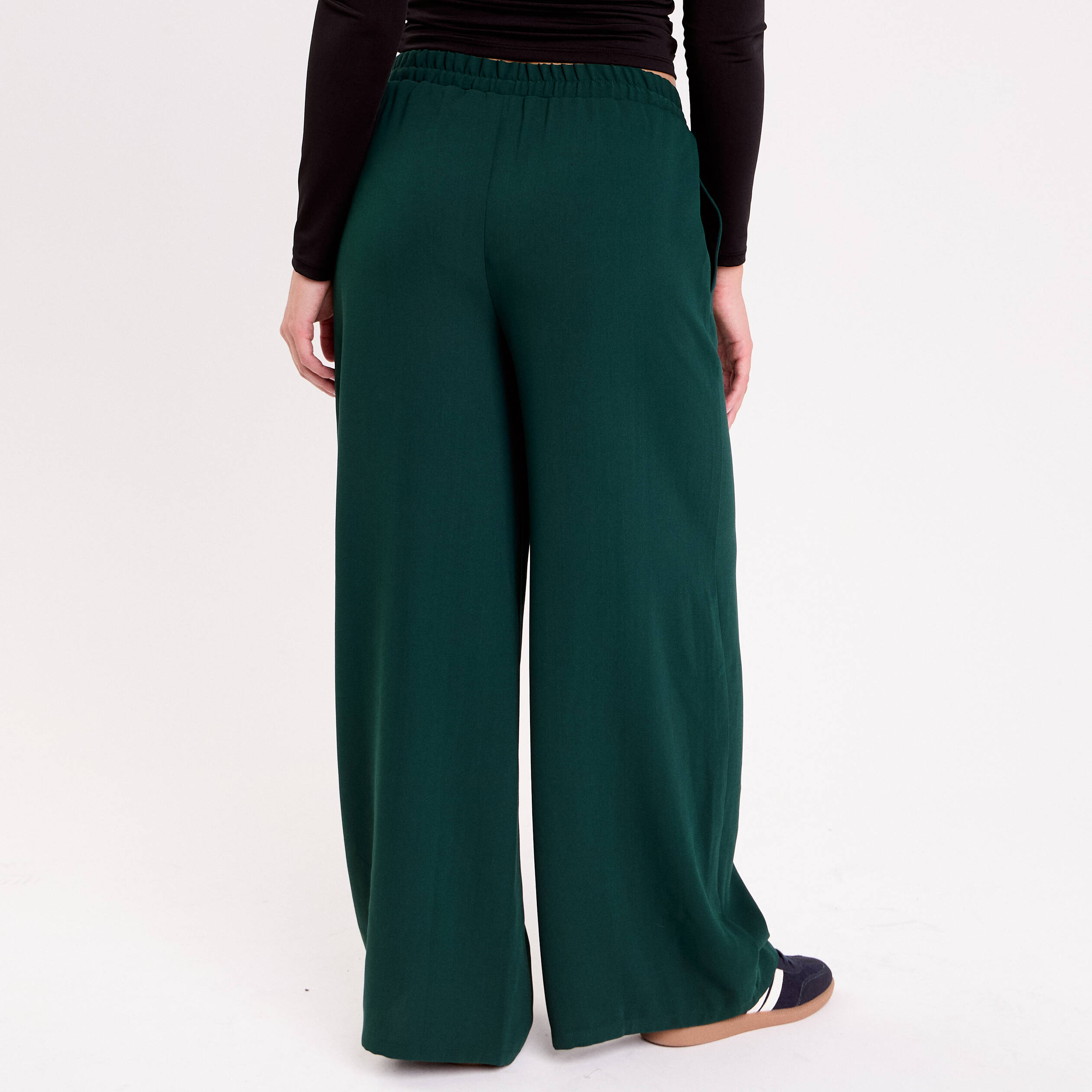Pantalon large vert fonc&eacute; femme