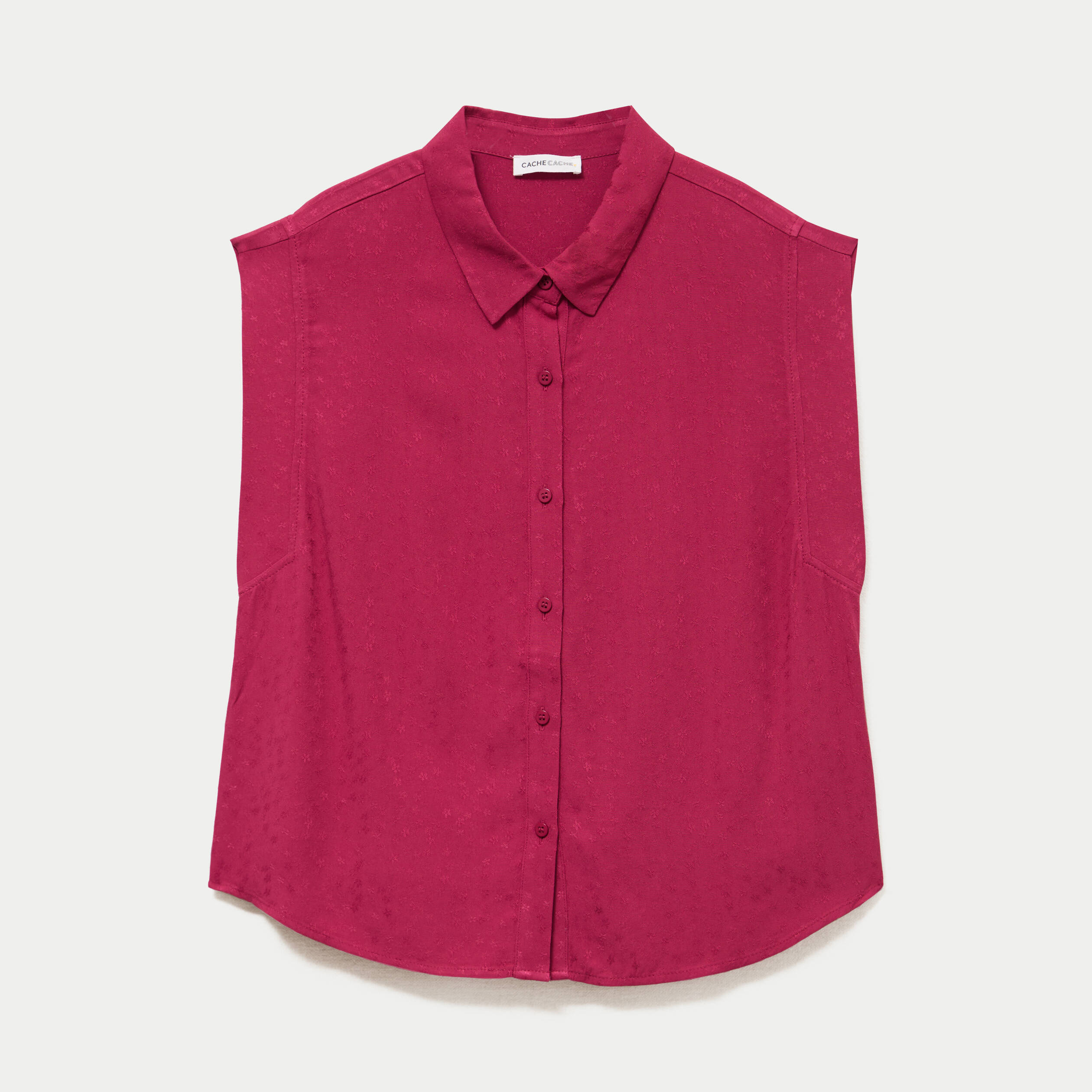 Chemise sans manches col am&eacute;ricain rouge femme