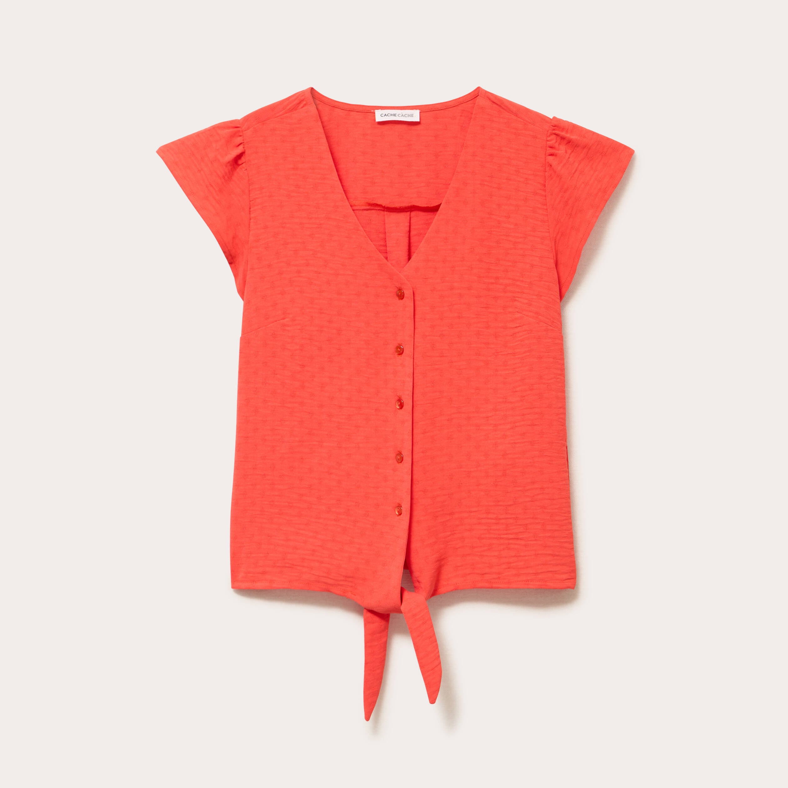 Blouse manches courtes orange fonc&eacute; femme