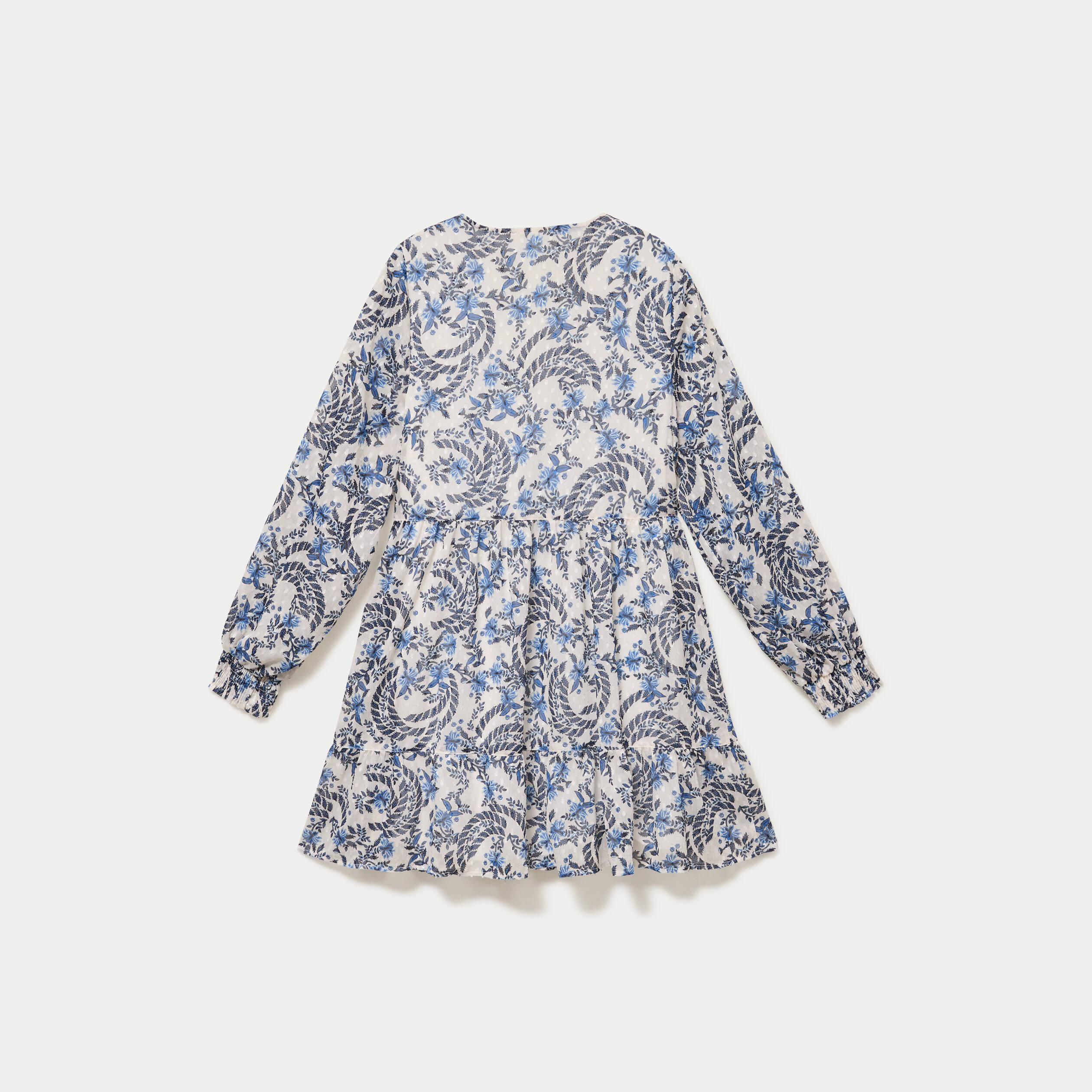 Robe droite col v manches longues blanc femme