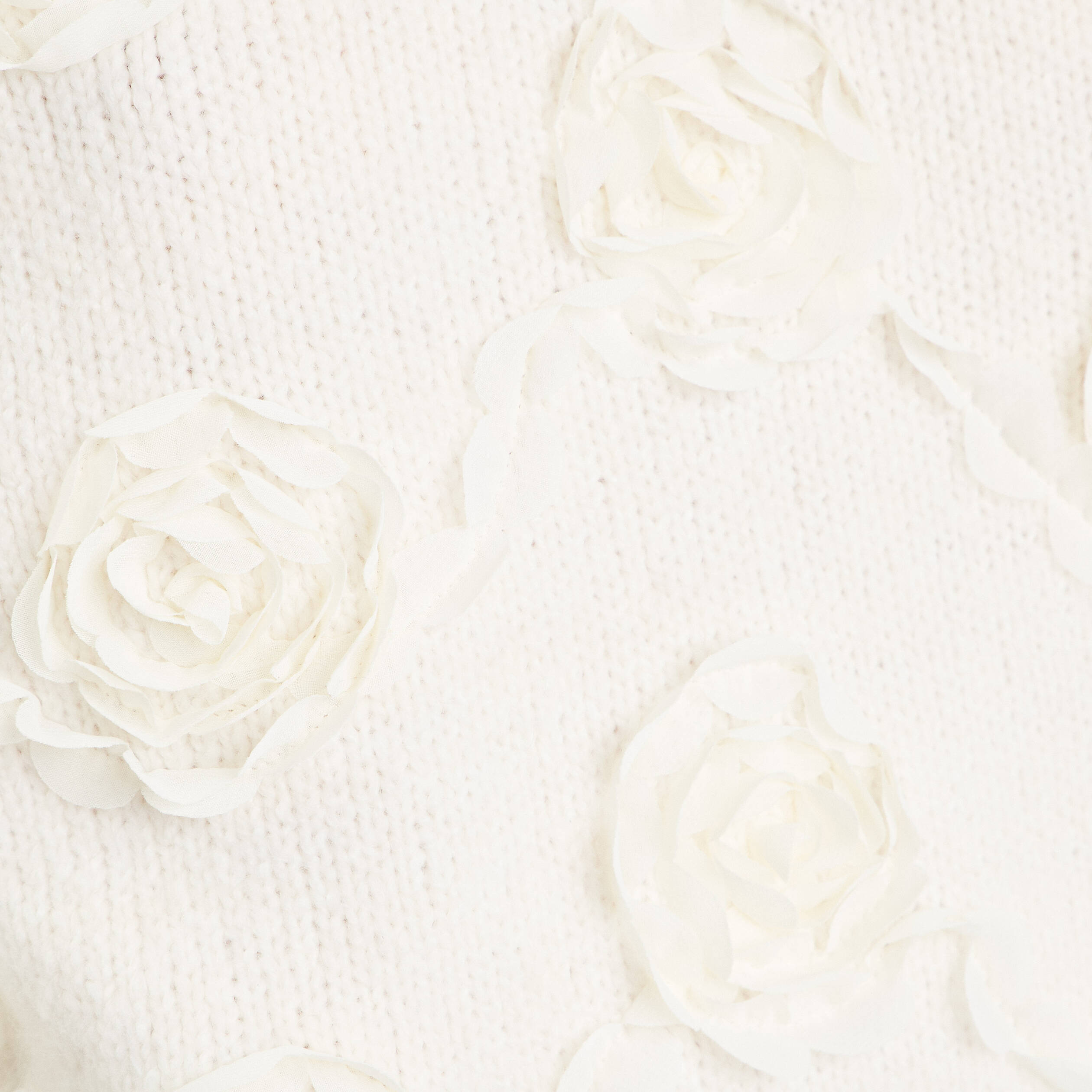 Pull fleurs en relief ecru femme