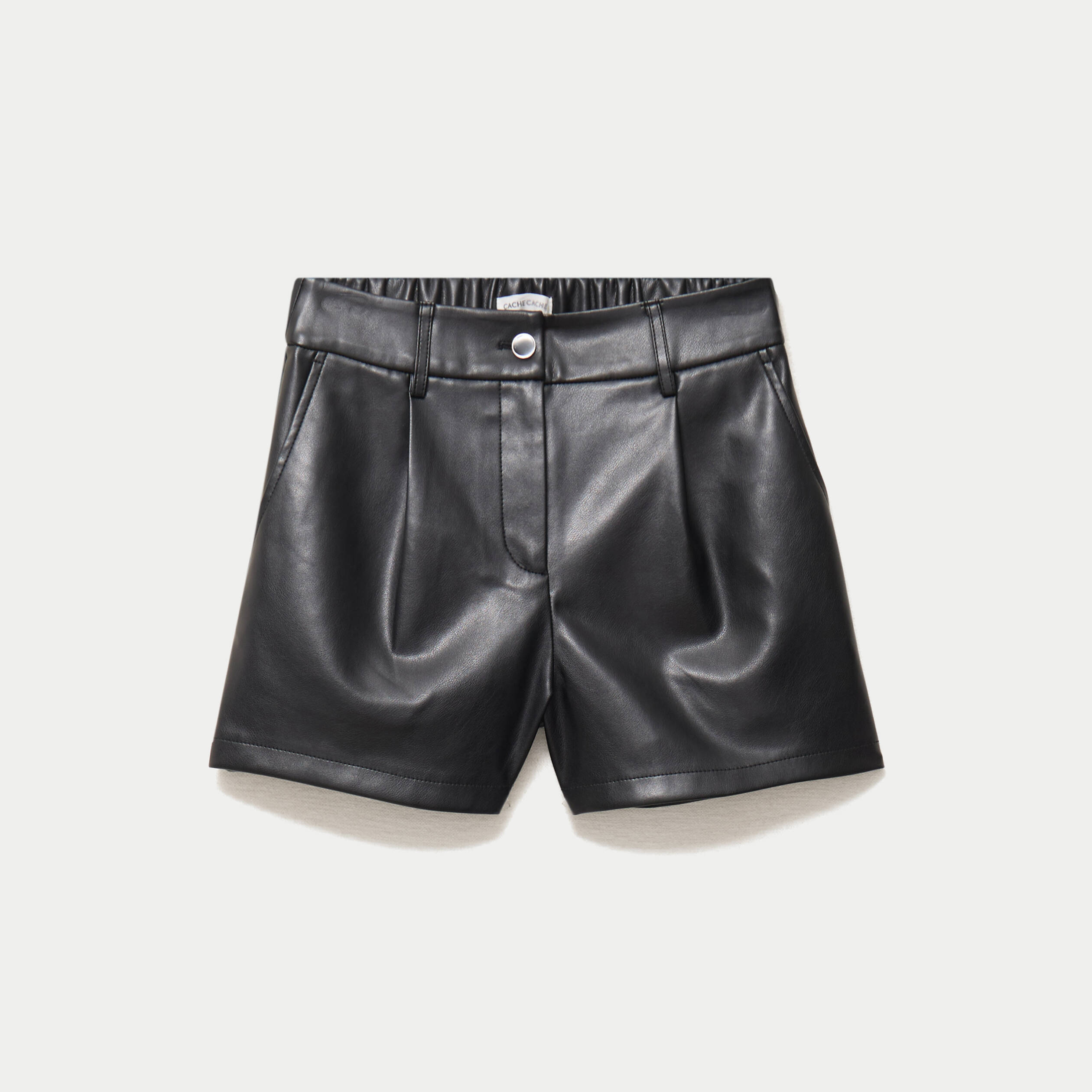 Short en similicuir noir femme
