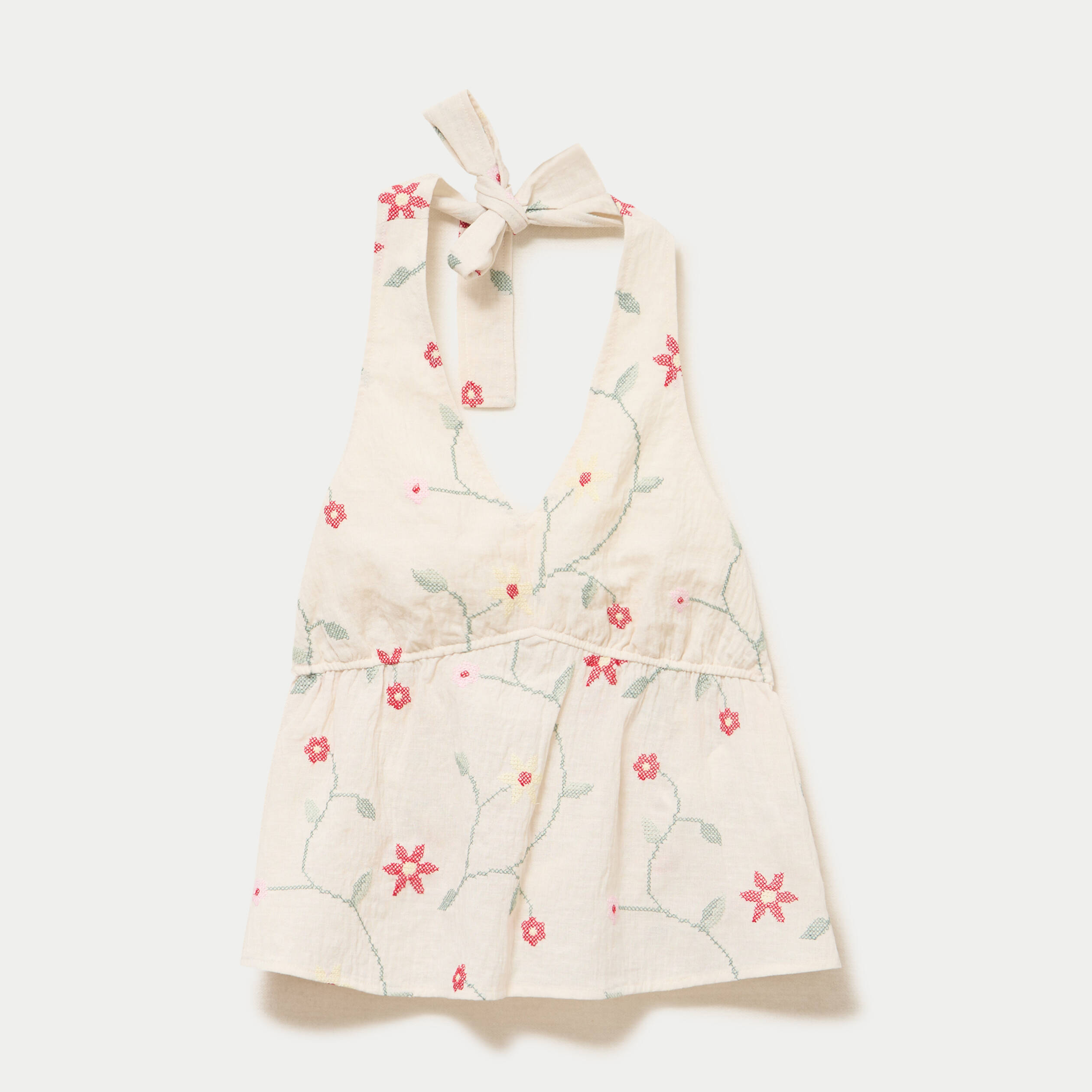 Top dos nu brod&eacute; blanc femme