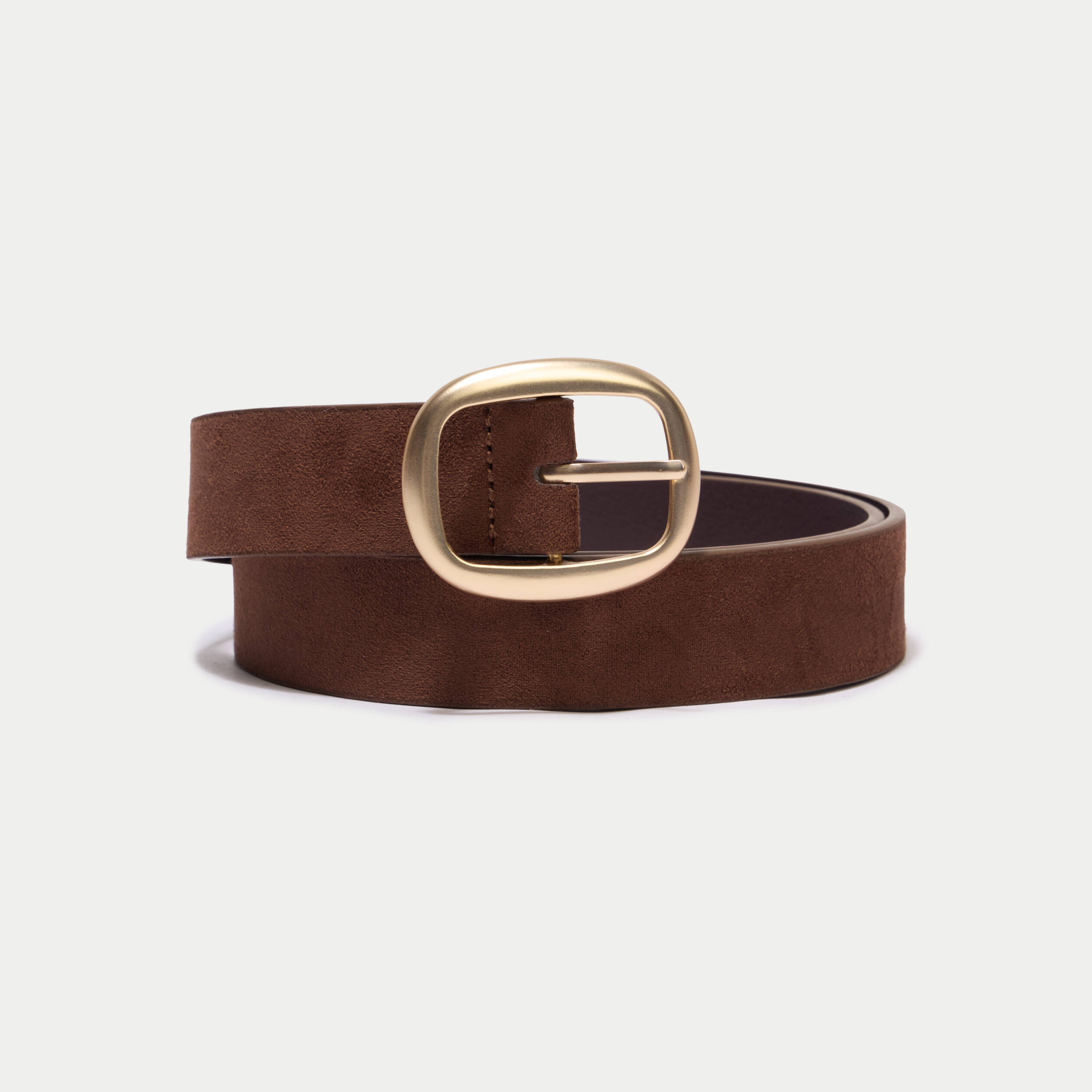 Ceinture large aspect daim marron fonc&eacute; femme