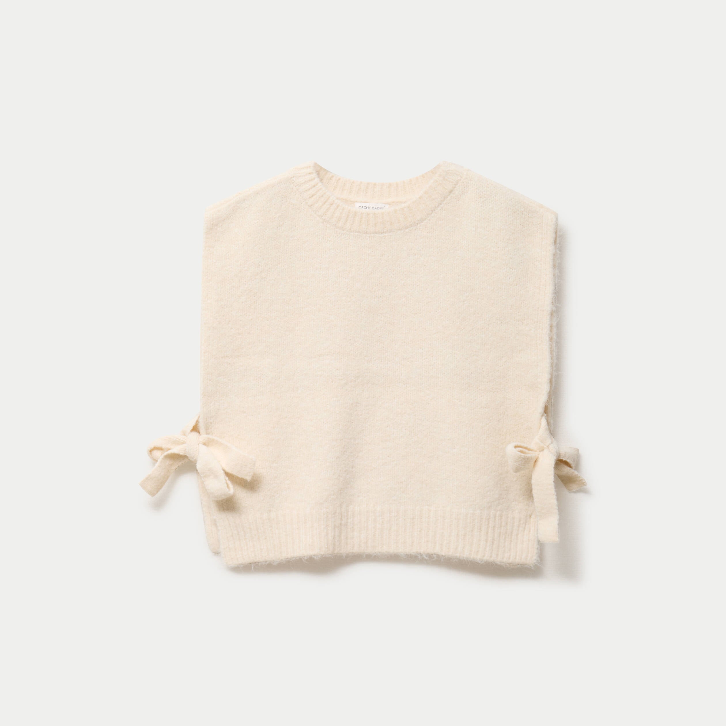 Pull sans manches ivoire femme