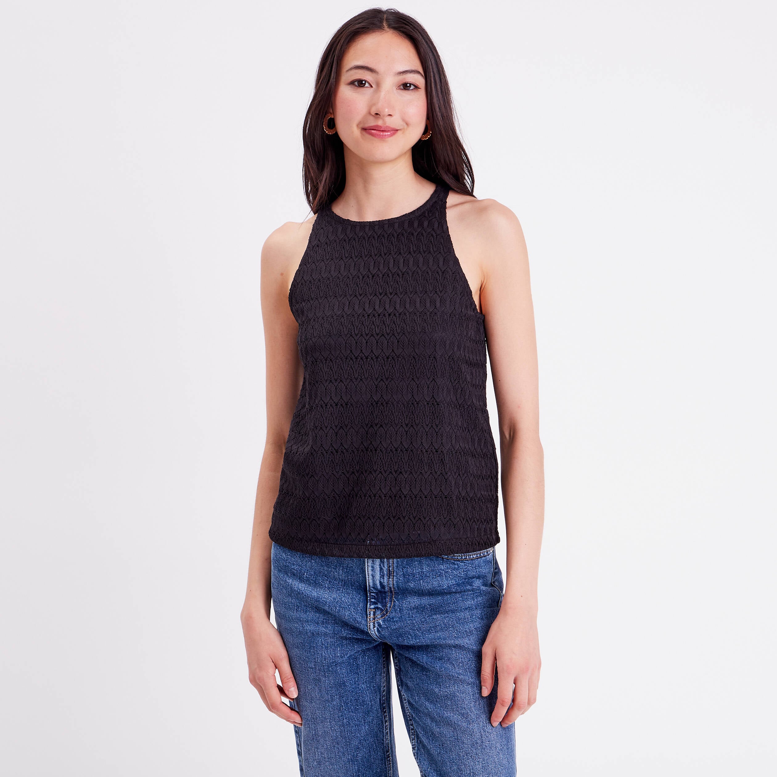 D&eacute;bardeur doublure dentelle noir femme