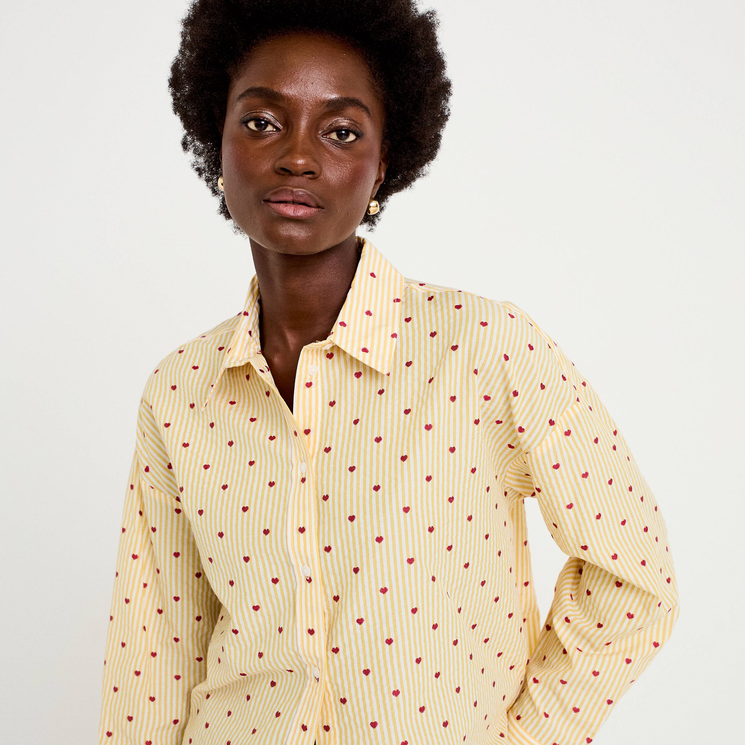 Chemise oversize manches longues jaune femme