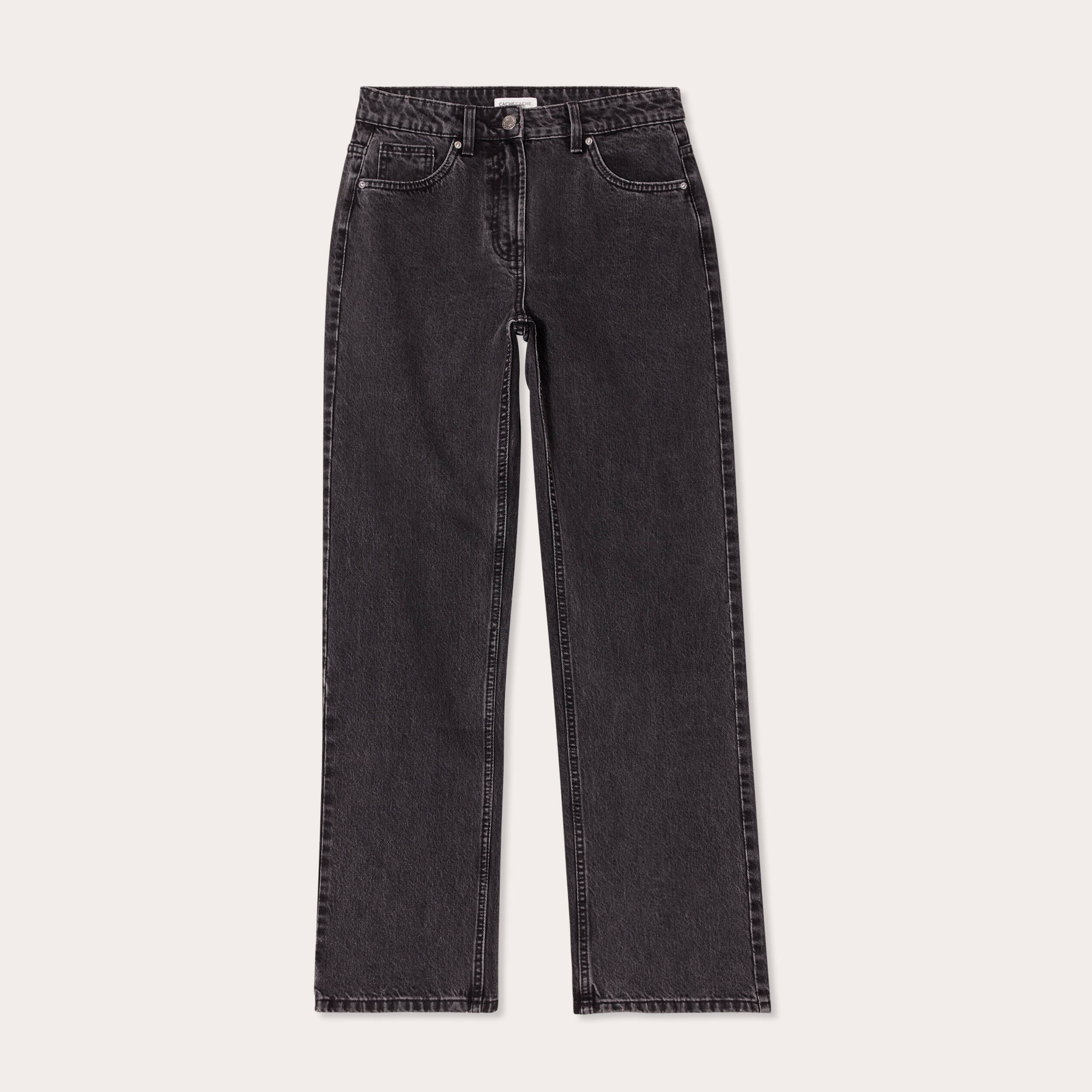Jeans droit 5 poches denim noir femme